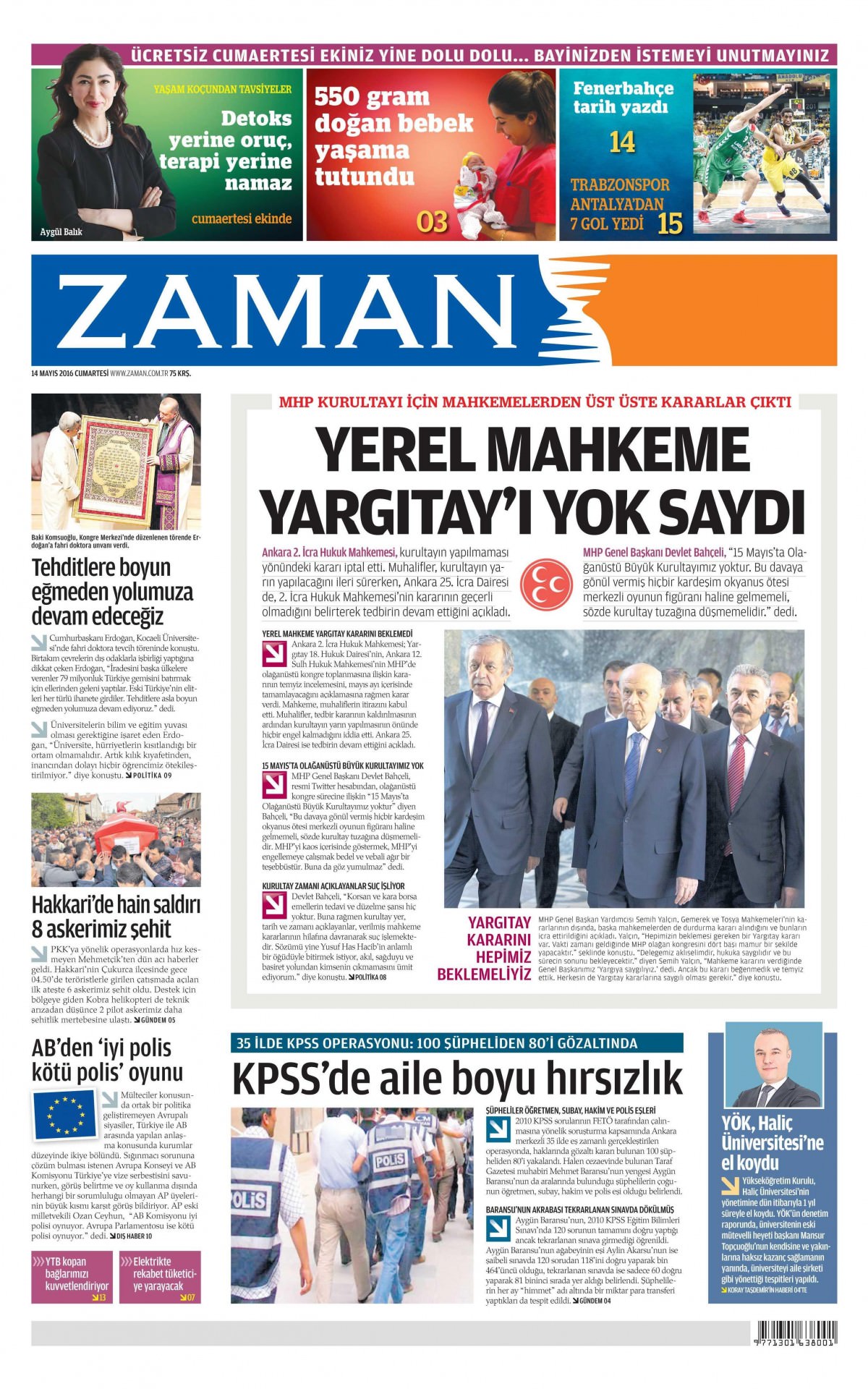 14 Mayıs 2016 gazete manşetleri - 17