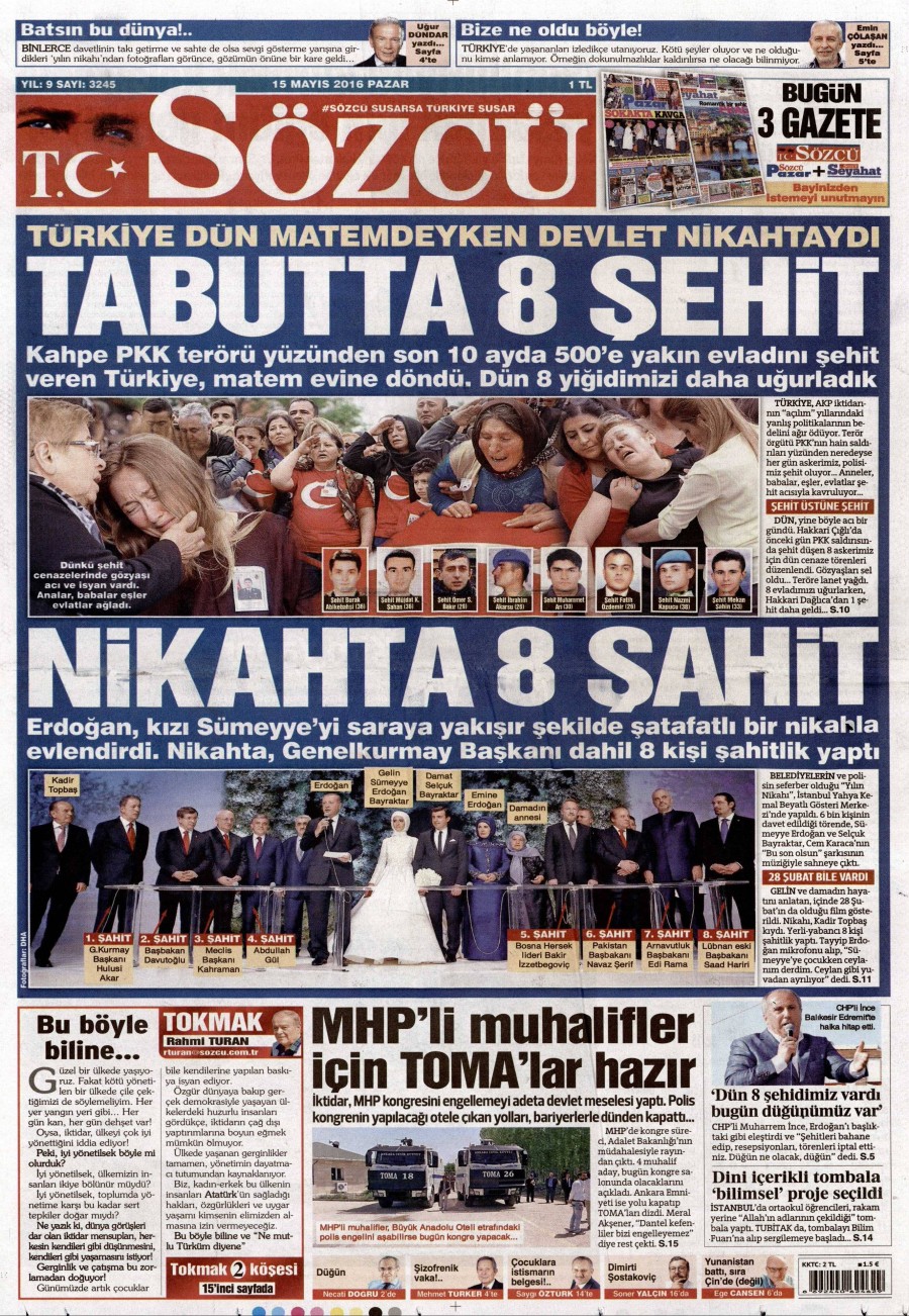 15 Mayıs 2016 gazete manşetleri - 6