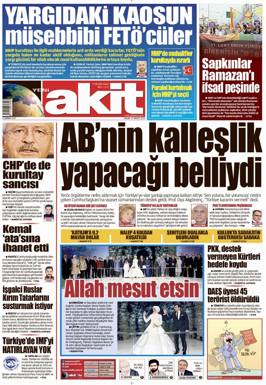 15 Mayıs 2016 gazete manşetleri - 20