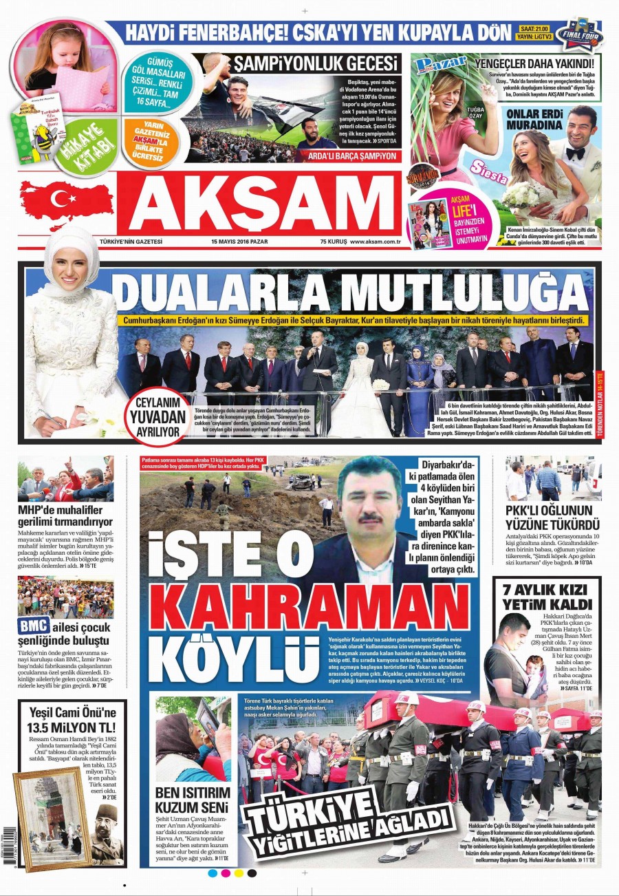 15 Mayıs 2016 gazete manşetleri - 15
