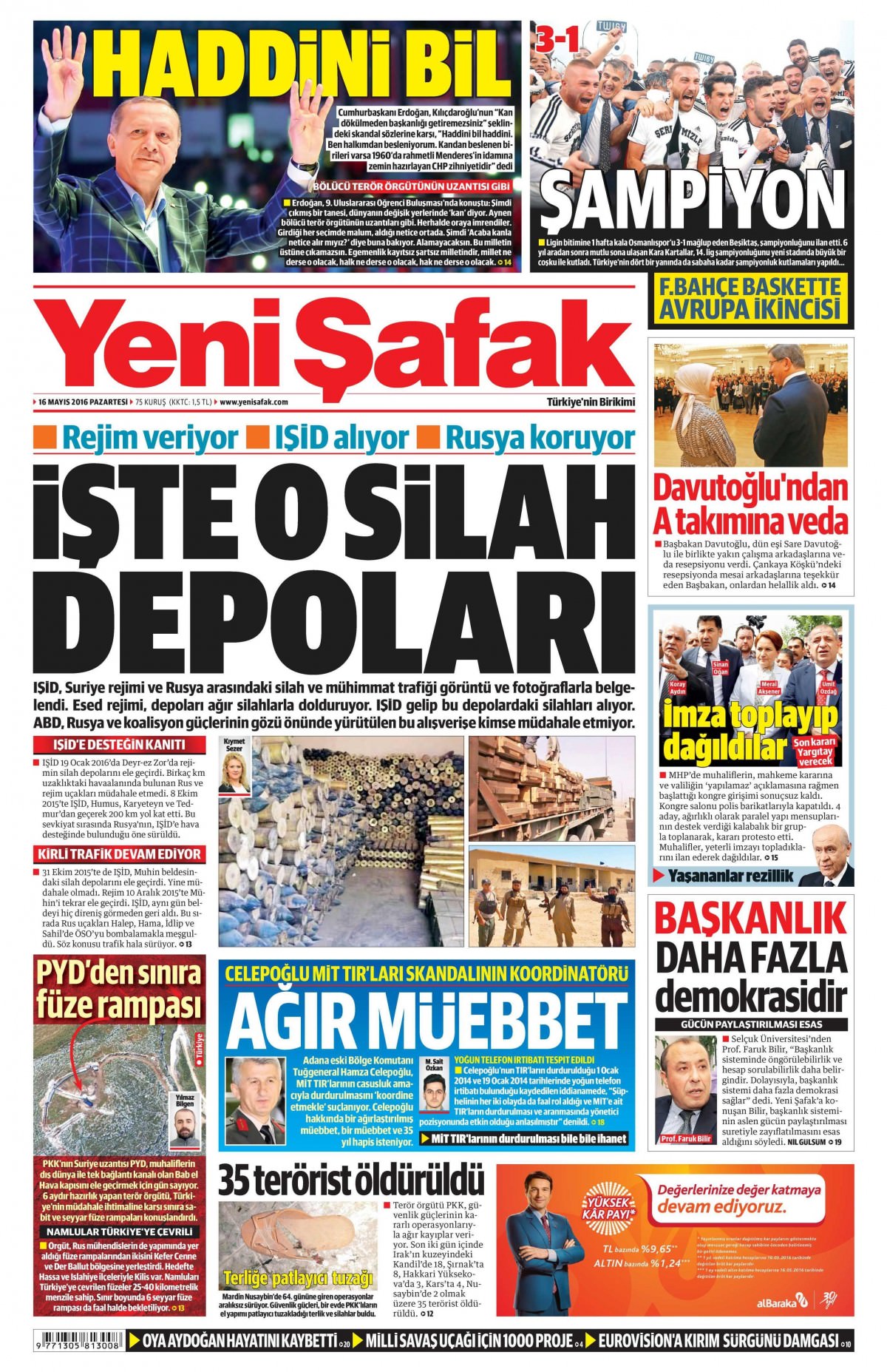 16 Mayıs 2016 gazete manşetleri - 765