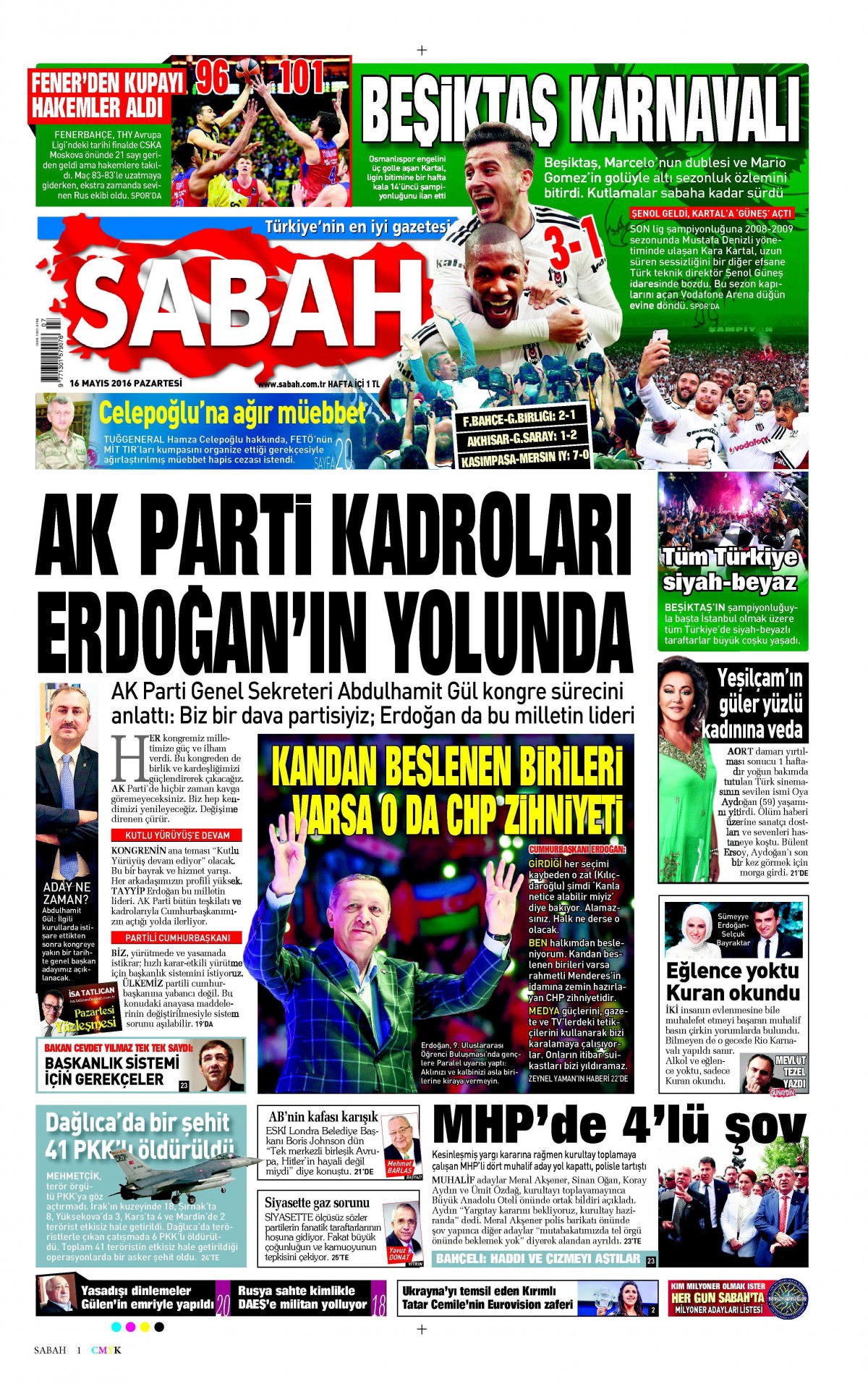 16 Mayıs 2016 gazete manşetleri - 873