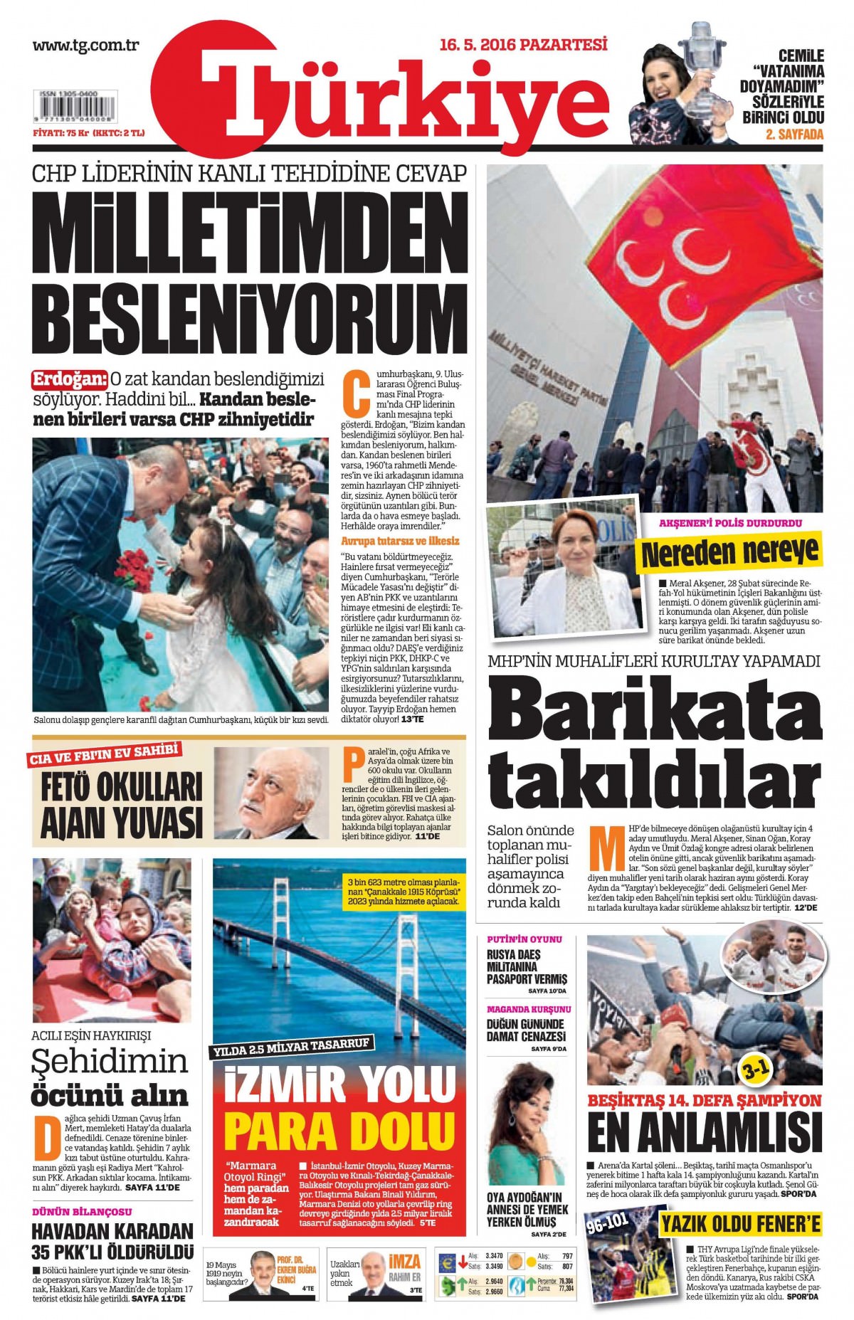 16 Mayıs 2016 gazete manşetleri - 771