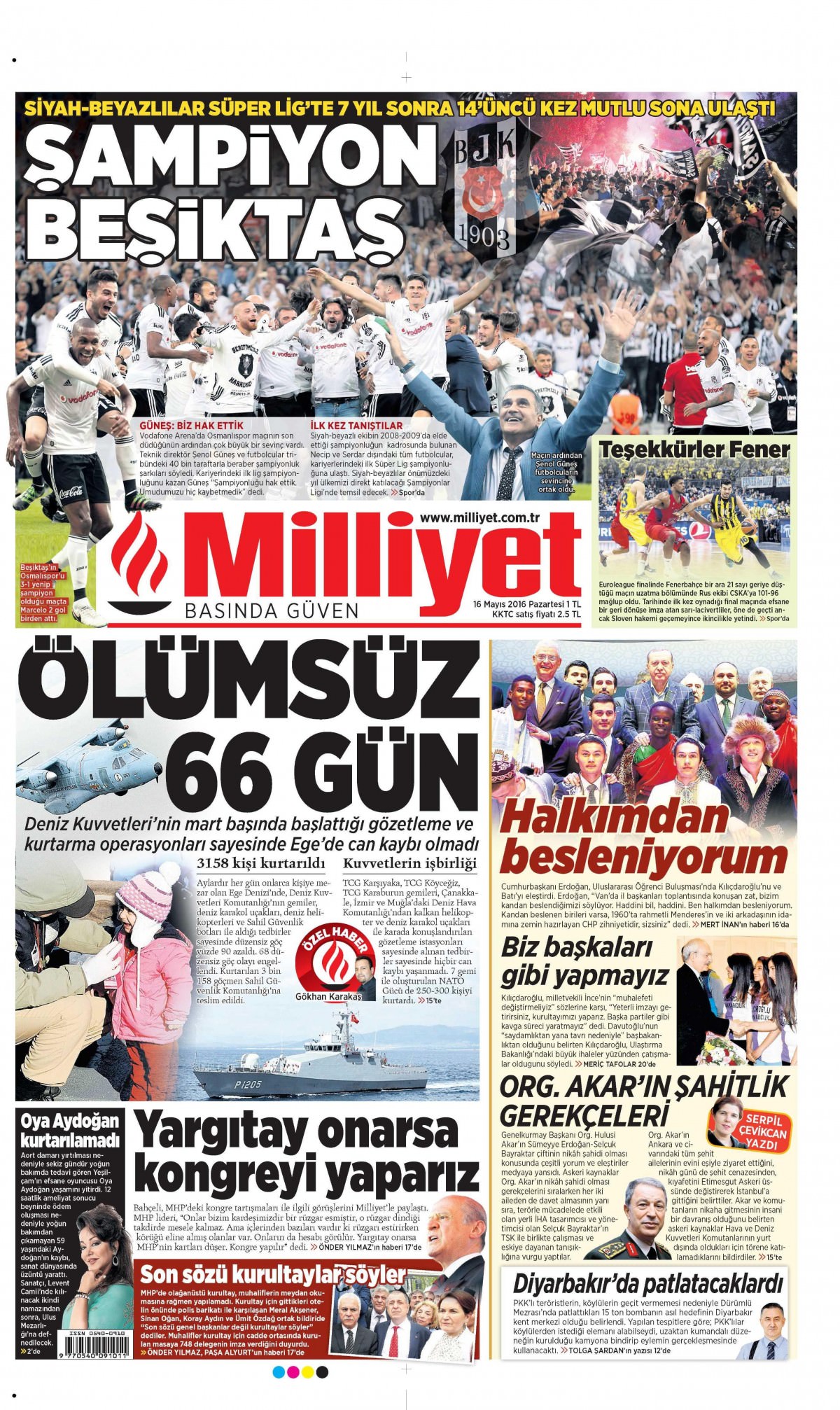 16 Mayıs 2016 gazete manşetleri - 913