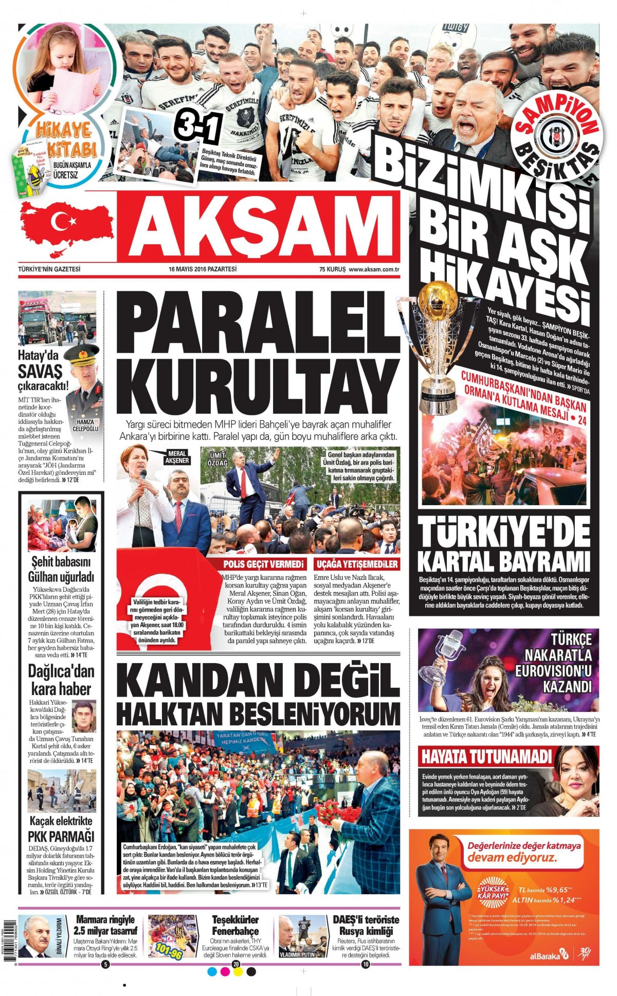 16 Mayıs 2016 gazete manşetleri - 630