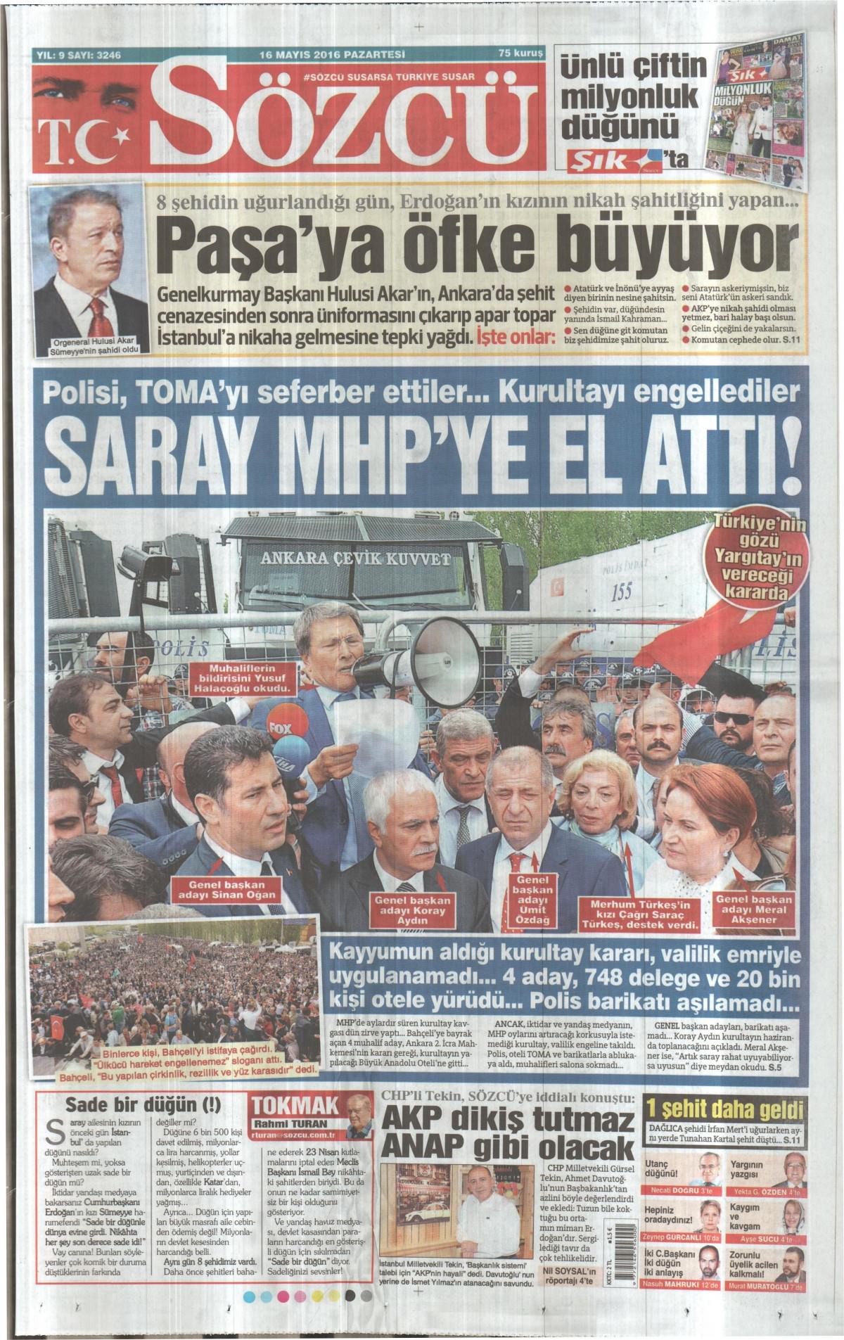 16 Mayıs 2016 gazete manşetleri - 565