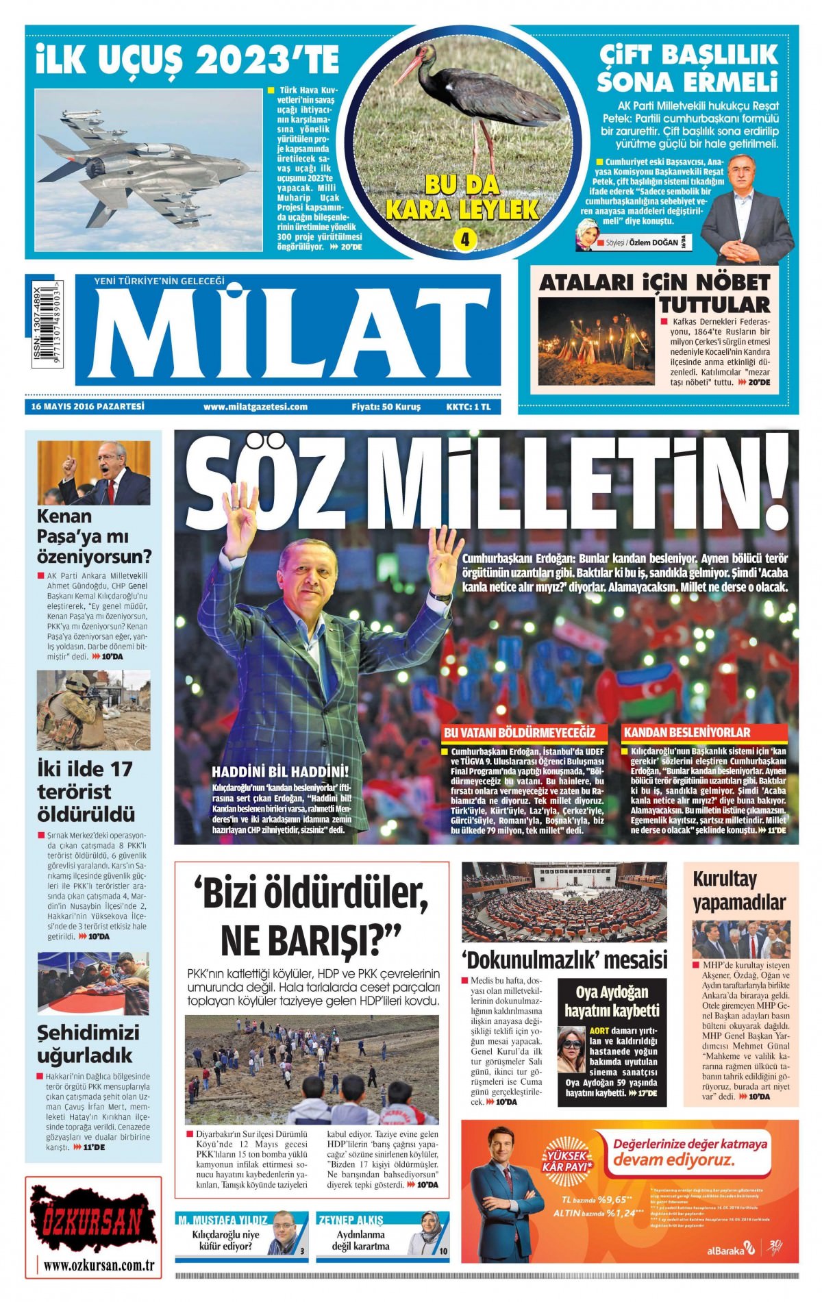 16 Mayıs 2016 gazete manşetleri - 699