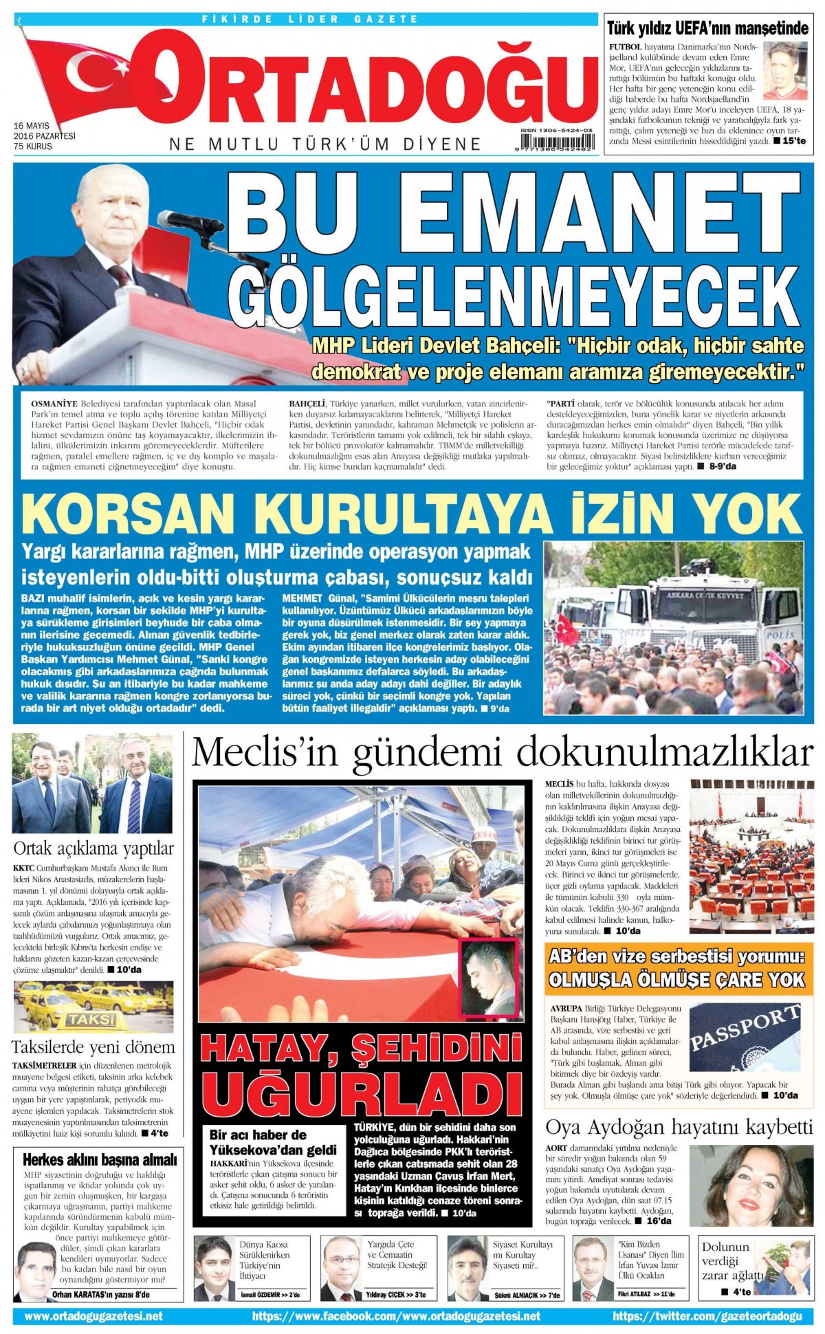 16 Mayıs 2016 gazete manşetleri - 542