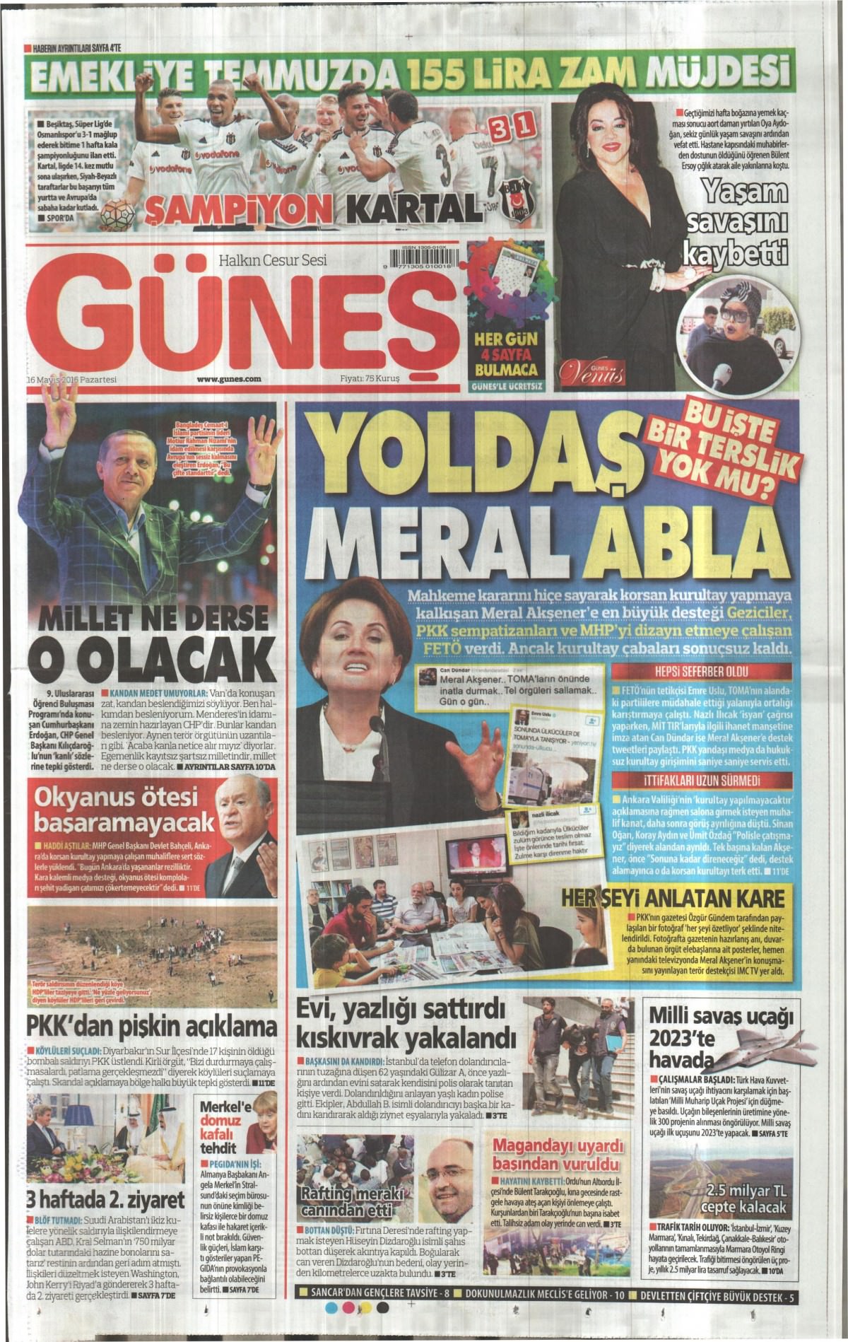 16 Mayıs 2016 gazete manşetleri - 927