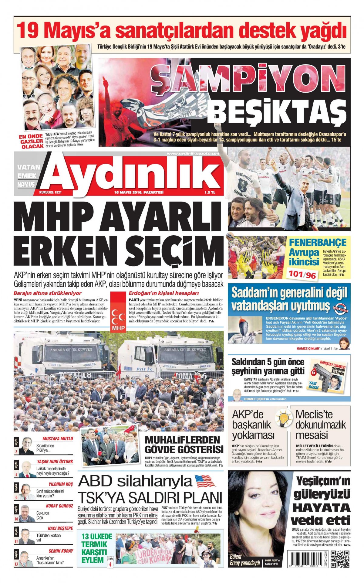 16 Mayıs 2016 gazete manşetleri - 643