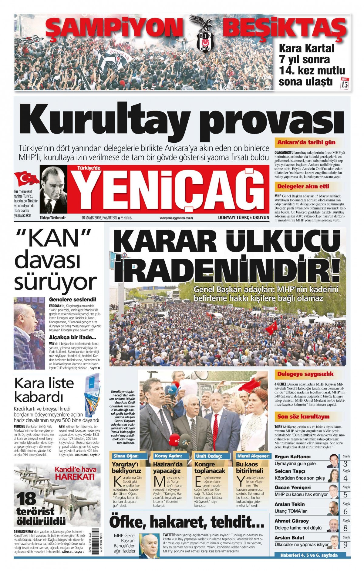 16 Mayıs 2016 gazete manşetleri - 854