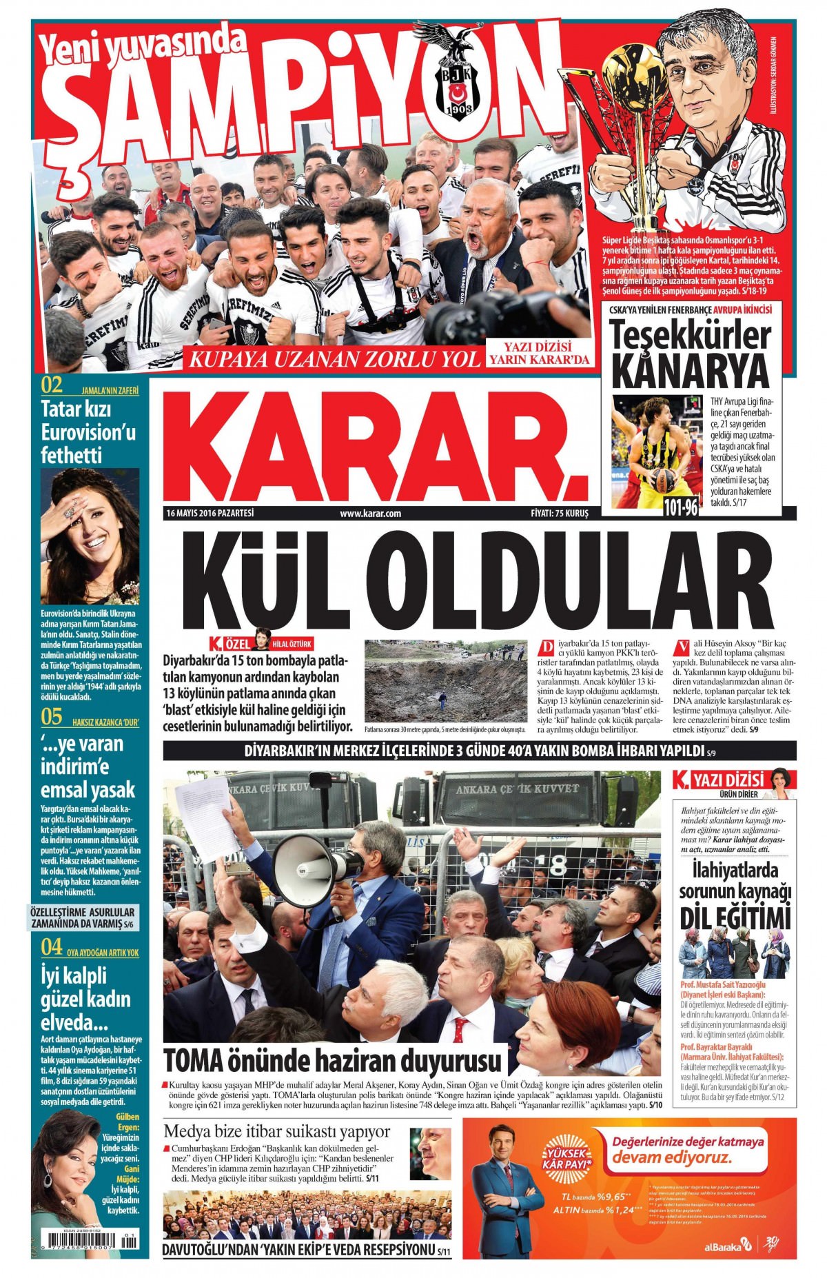 16 Mayıs 2016 gazete manşetleri - 725