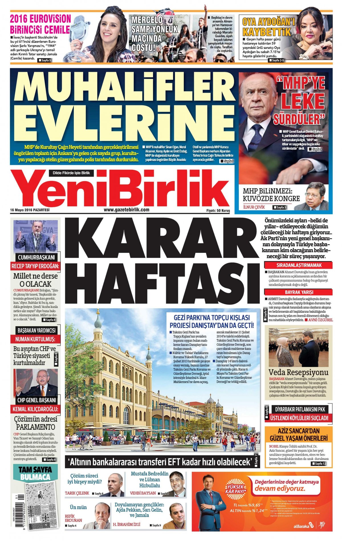 16 Mayıs 2016 gazete manşetleri - 699