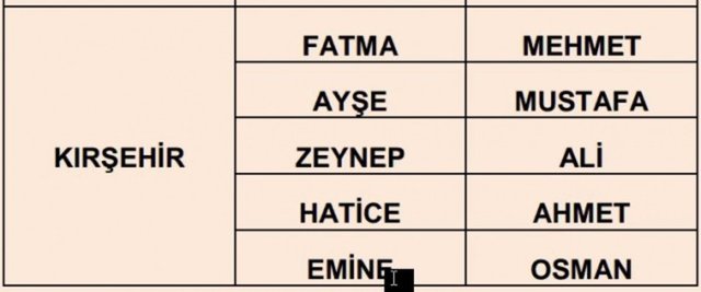 Türkiye'de en çok kullanılan isimler - 48