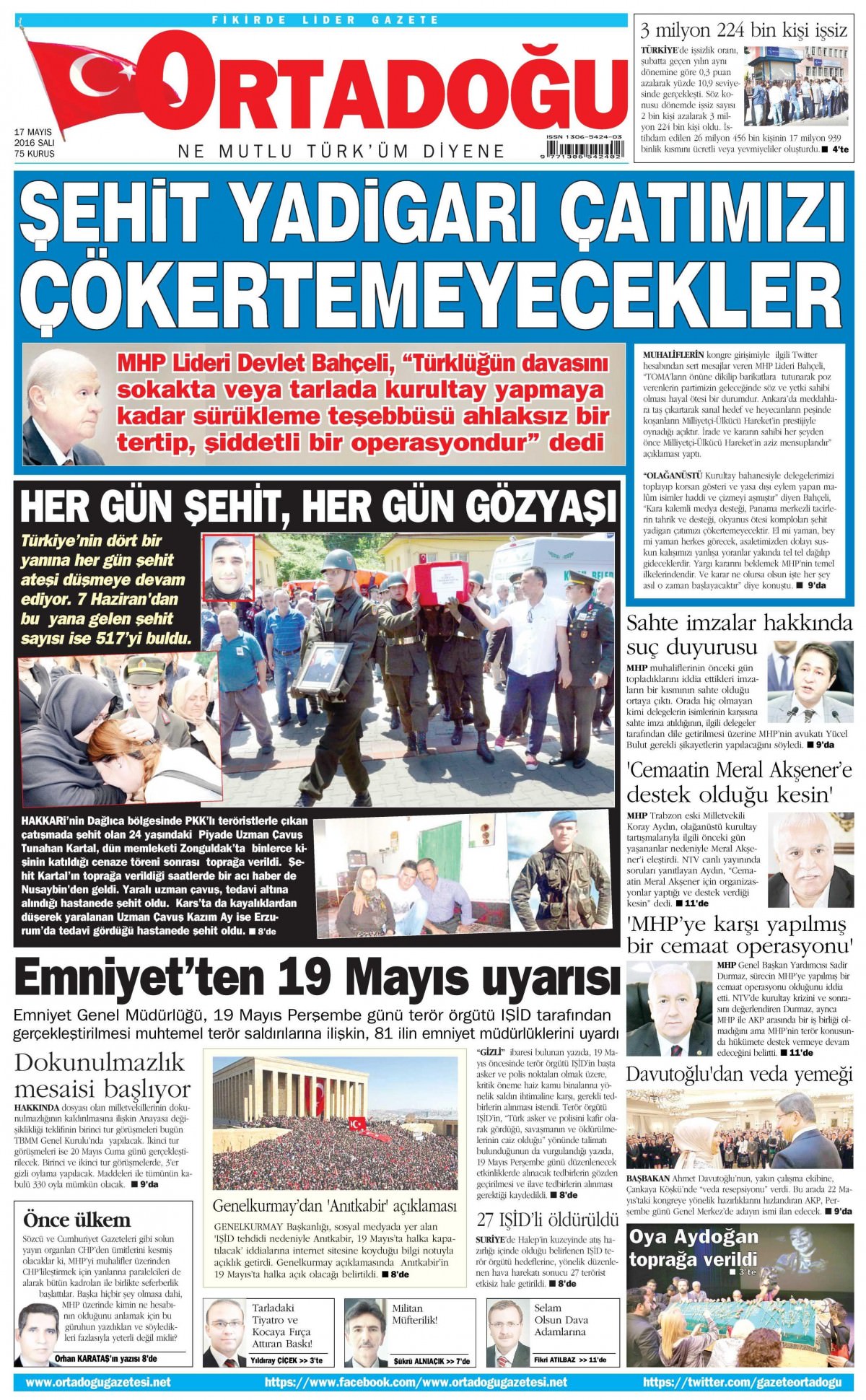 17 Mayıs 2016 gazete manşetleri - 673