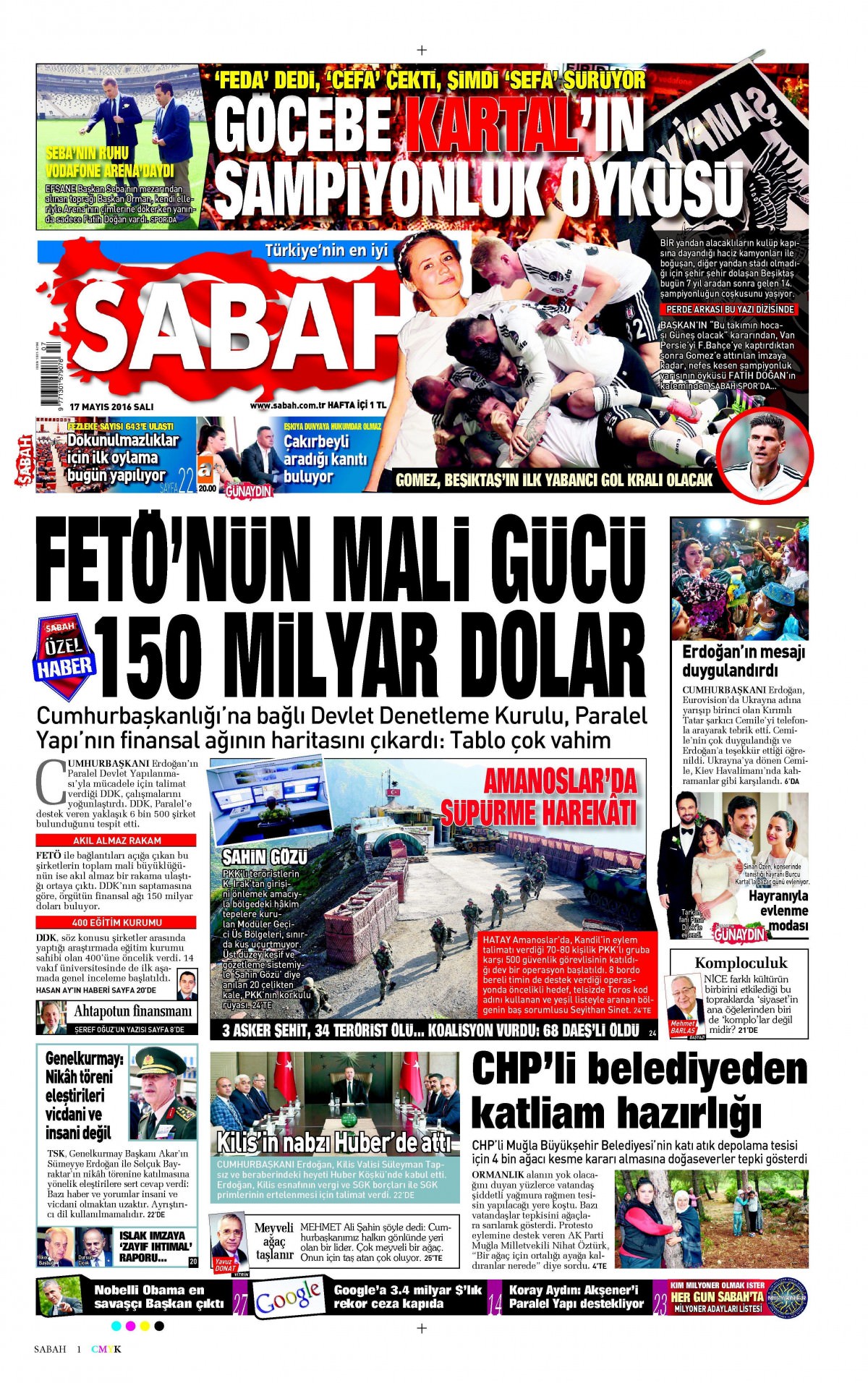 17 Mayıs 2016 gazete manşetleri - 873