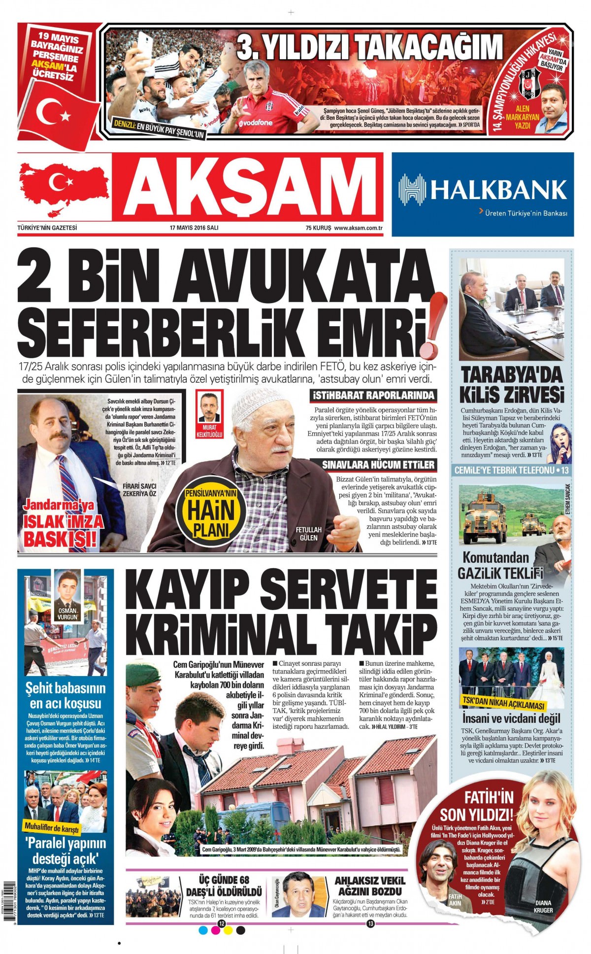 17 Mayıs 2016 gazete manşetleri - 566
