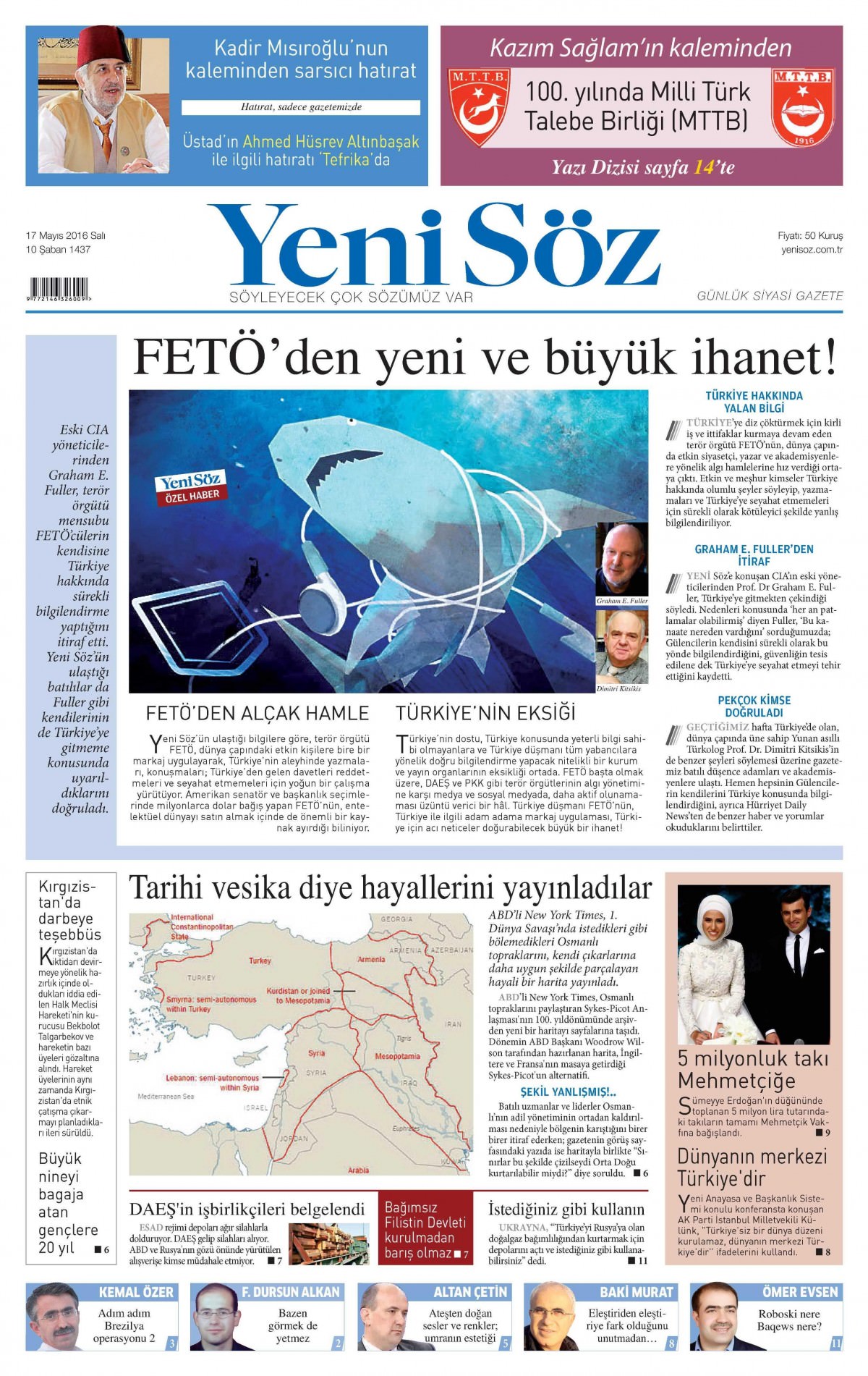 17 Mayıs 2016 gazete manşetleri - 886