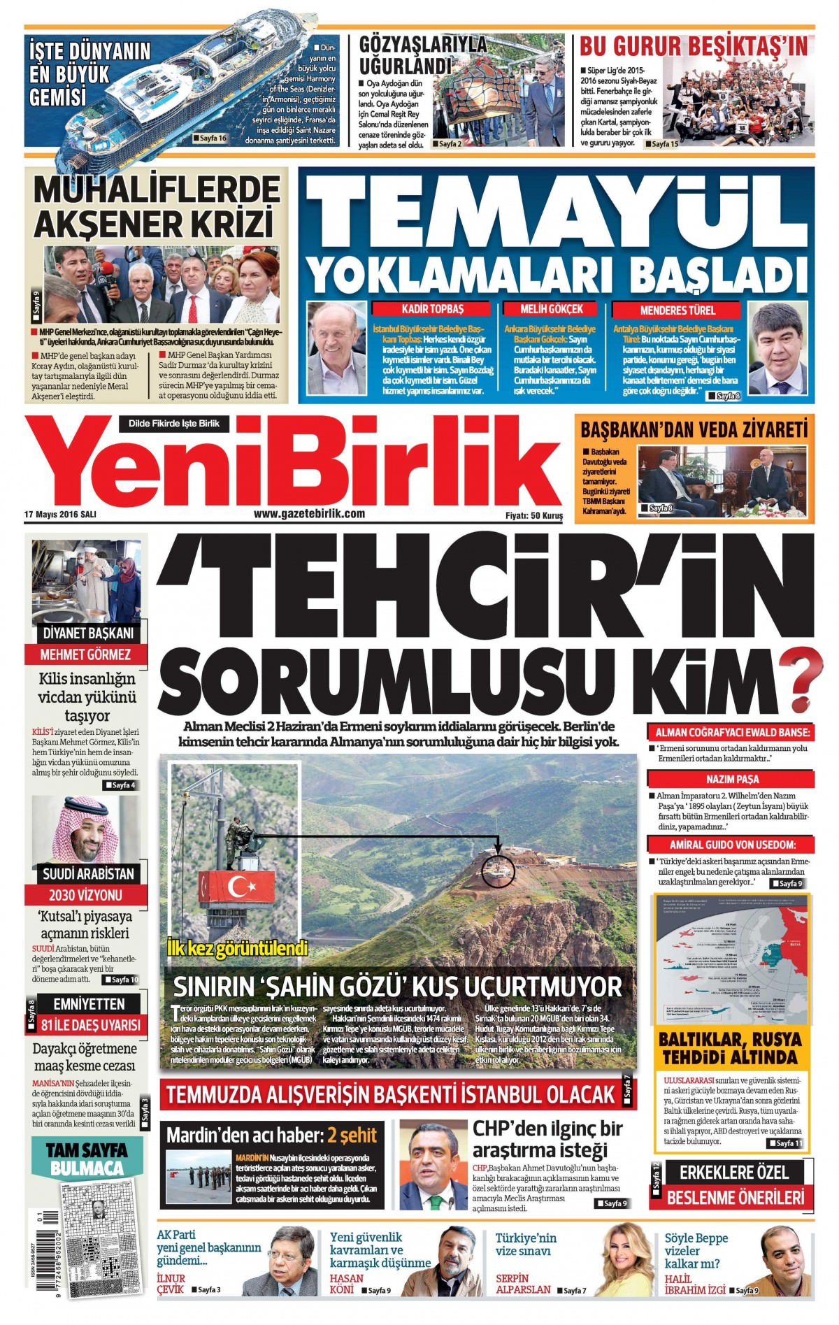 17 Mayıs 2016 gazete manşetleri - 631
