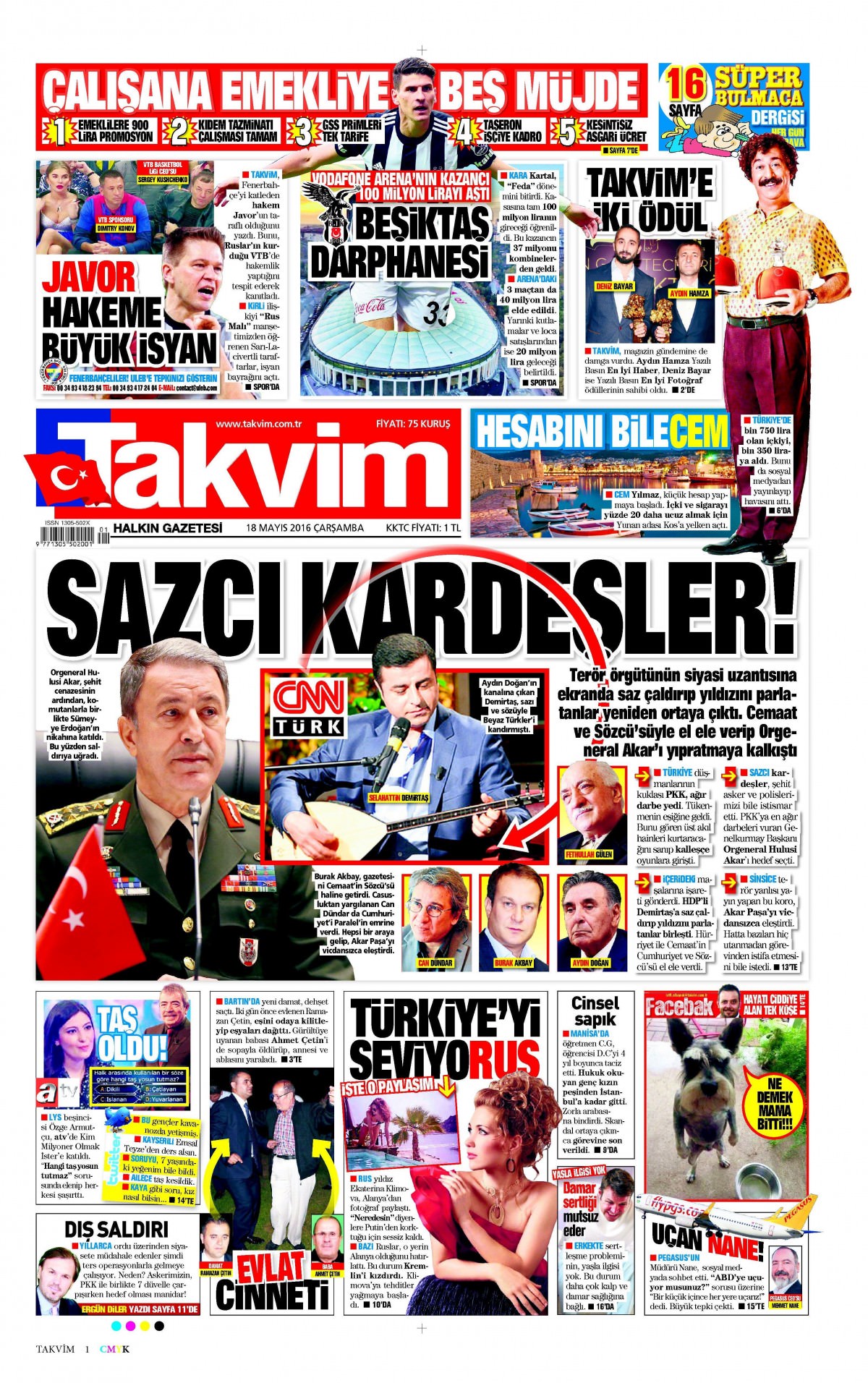 18 Mayıs 2016 gazete manşetleri - 19