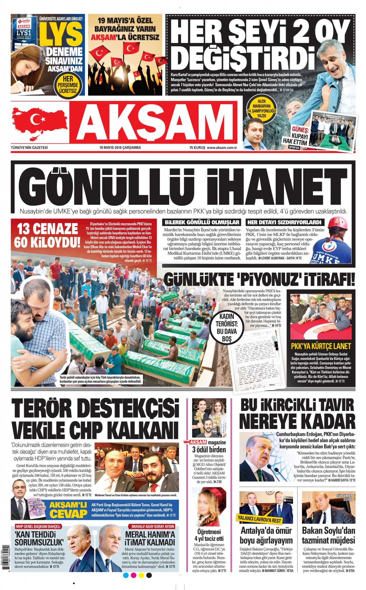 18 Mayıs 2016 gazete manşetleri - 14