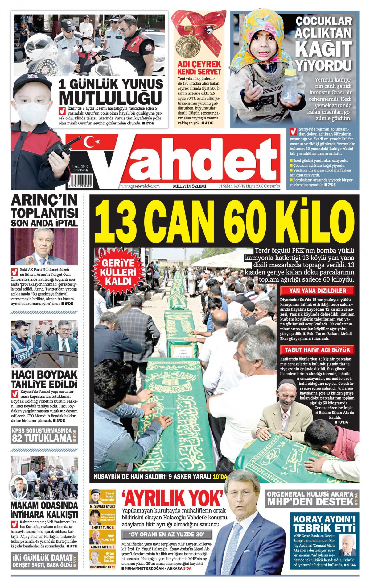 18 Mayıs 2016 gazete manşetleri - 26