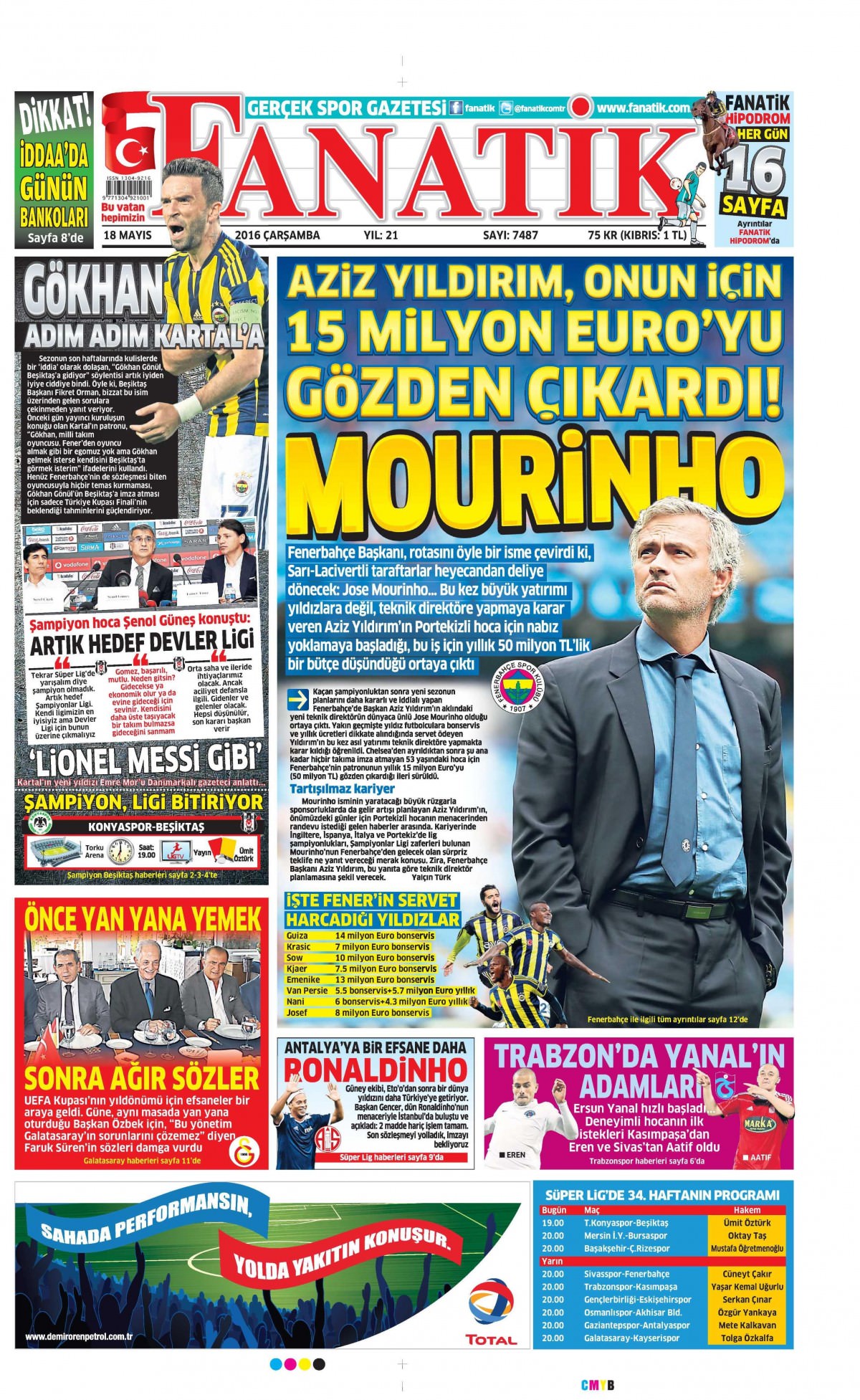 18 Mayıs 2016 gazete manşetleri - 18