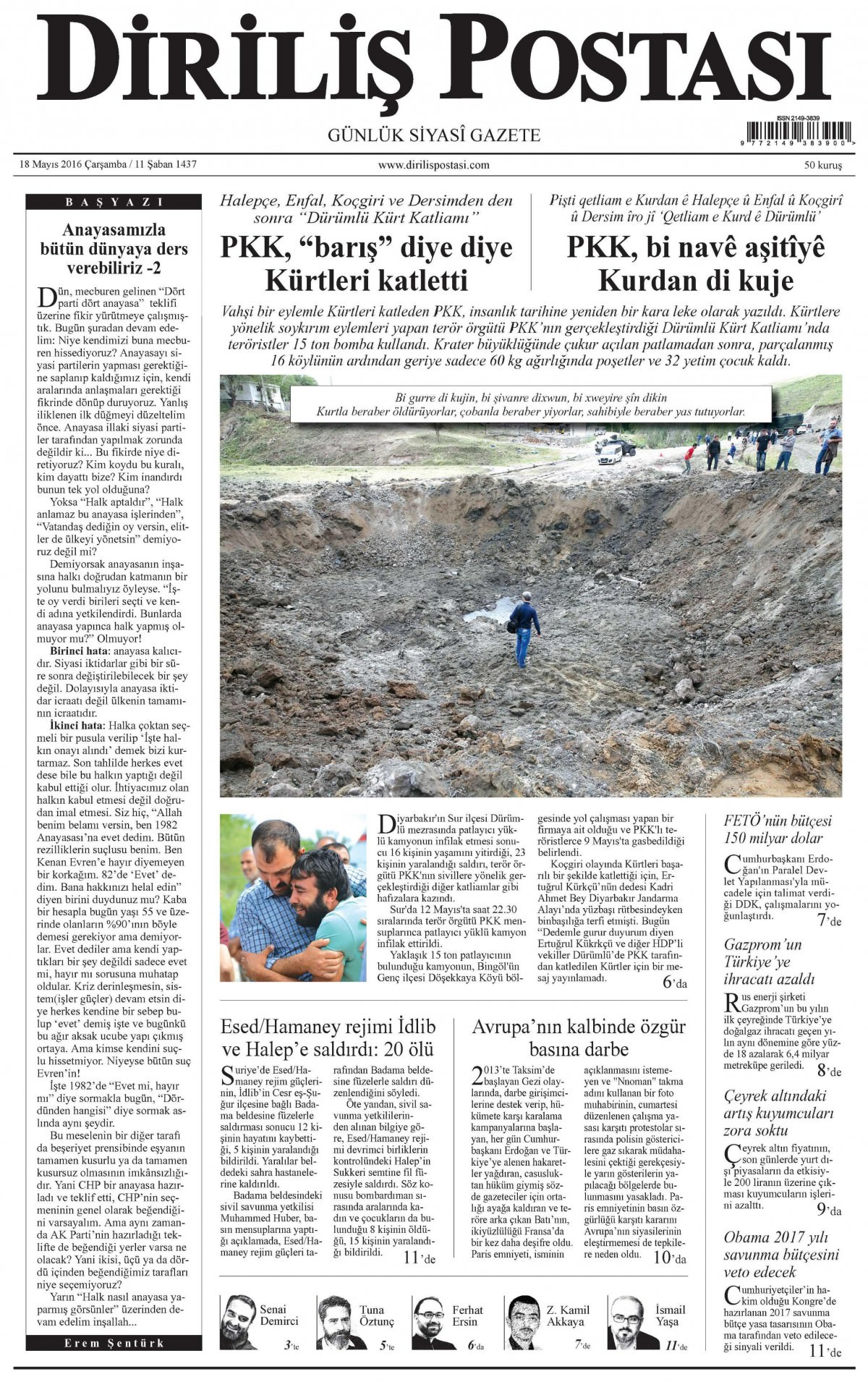 18 Mayıs 2016 gazete manşetleri - 22