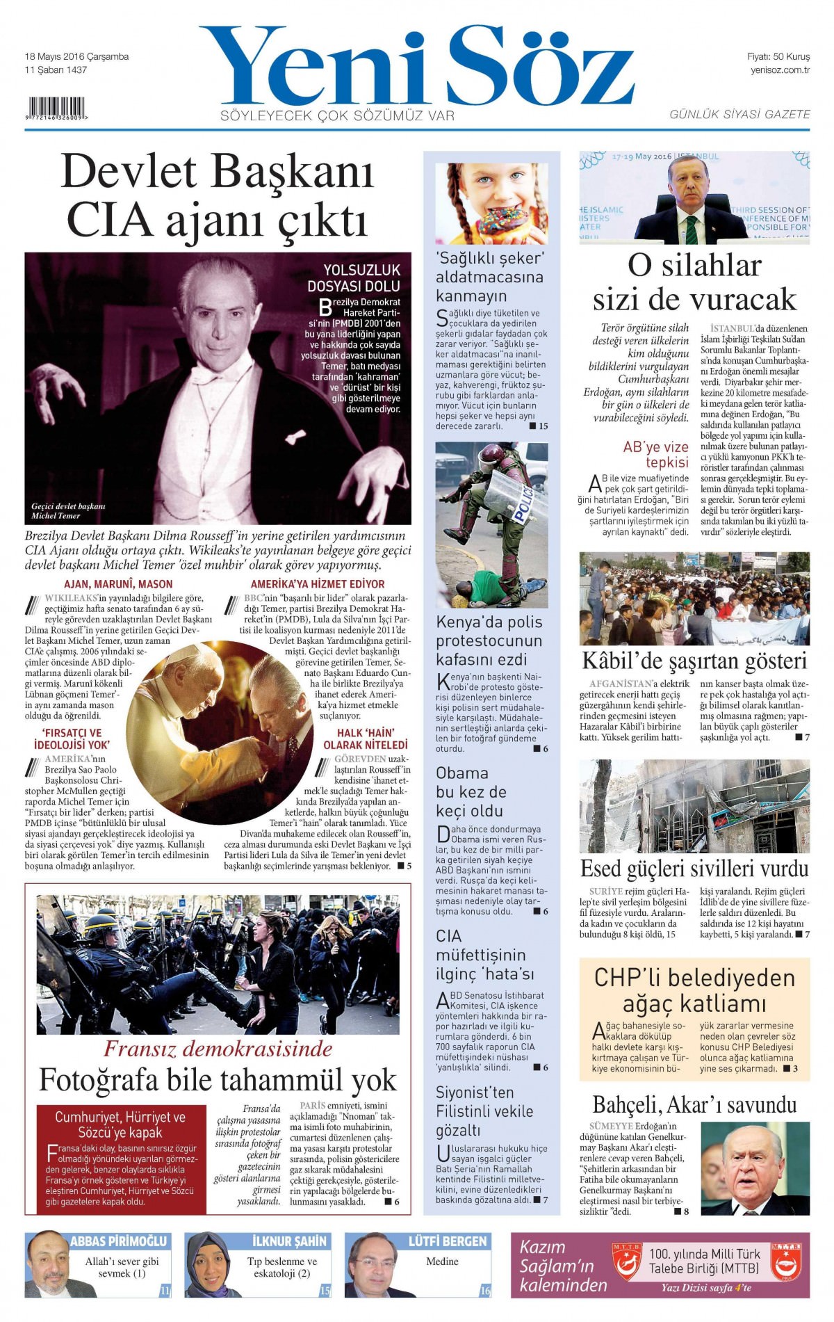 18 Mayıs 2016 gazete manşetleri - 2