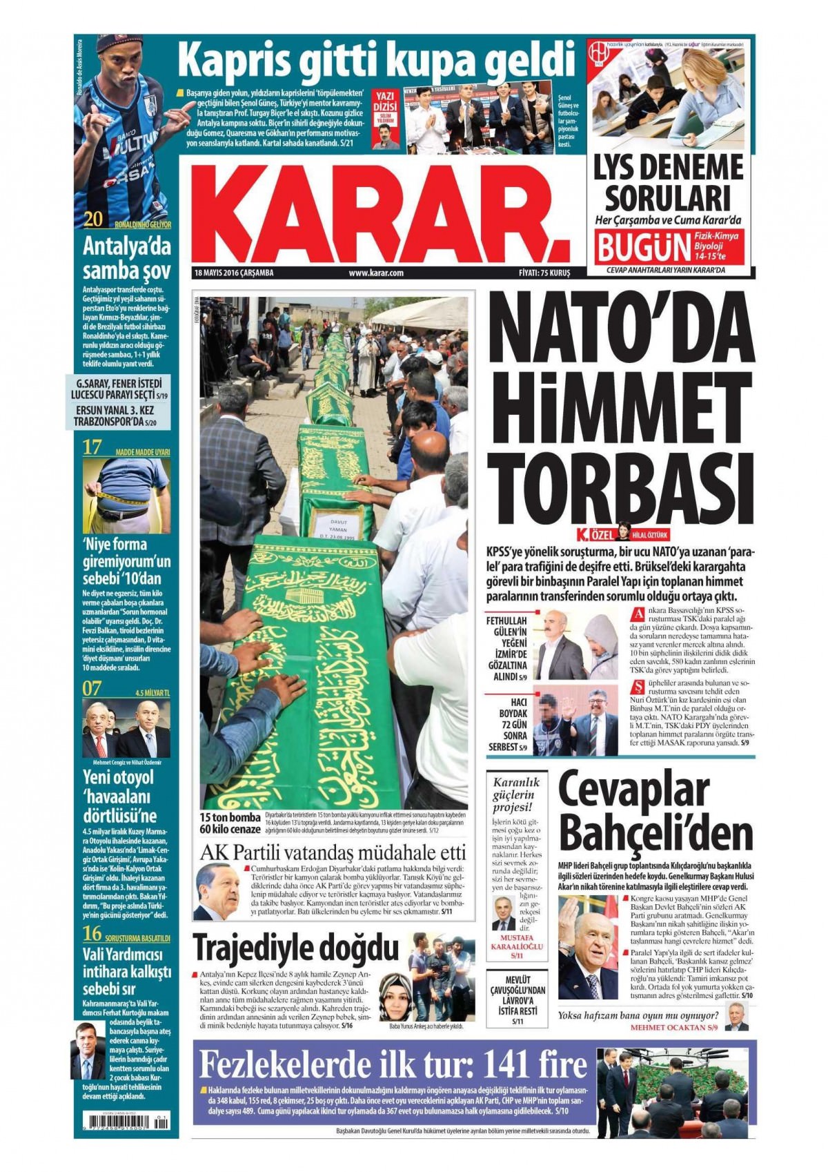18 Mayıs 2016 gazete manşetleri - 17