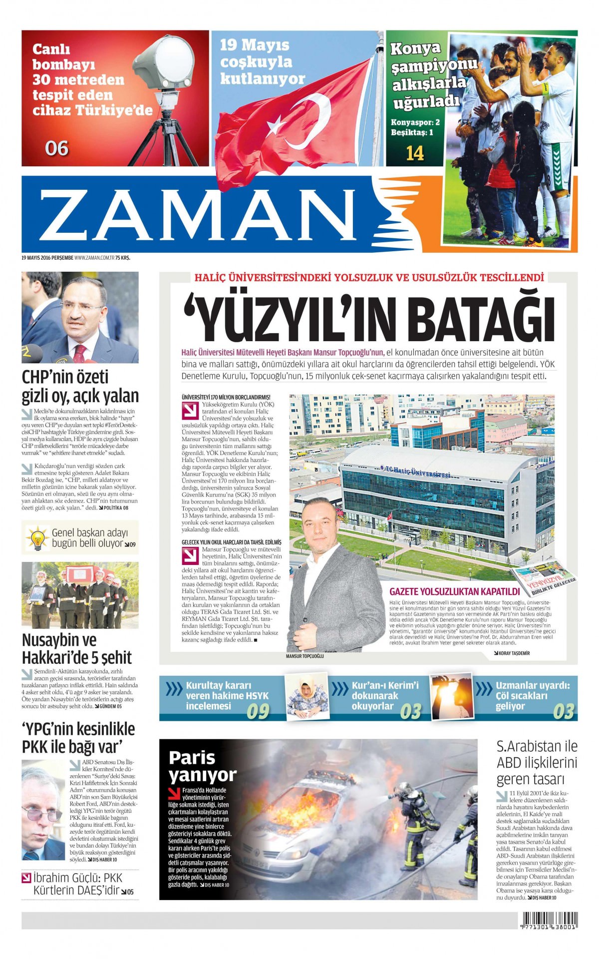 19 Mayıs 2016 gazete manşetleri - 21