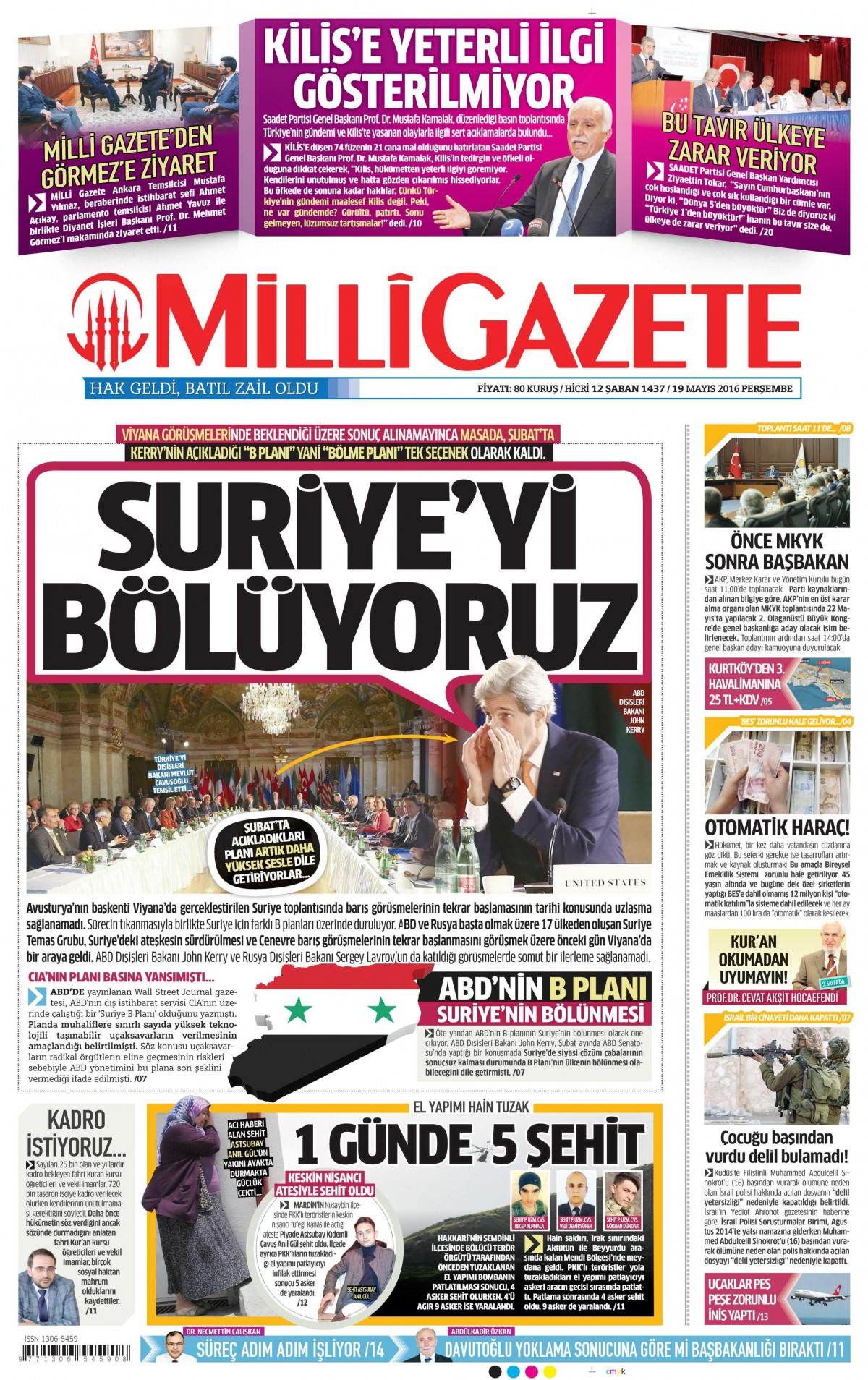 19 Mayıs 2016 gazete manşetleri - 1