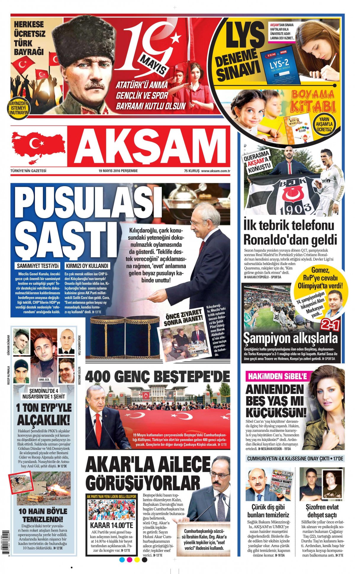 19 Mayıs 2016 gazete manşetleri - 7