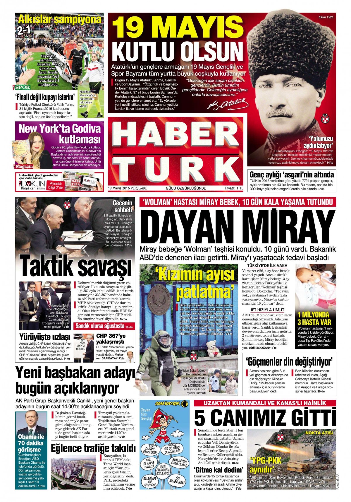 19 Mayıs 2016 gazete manşetleri - 17