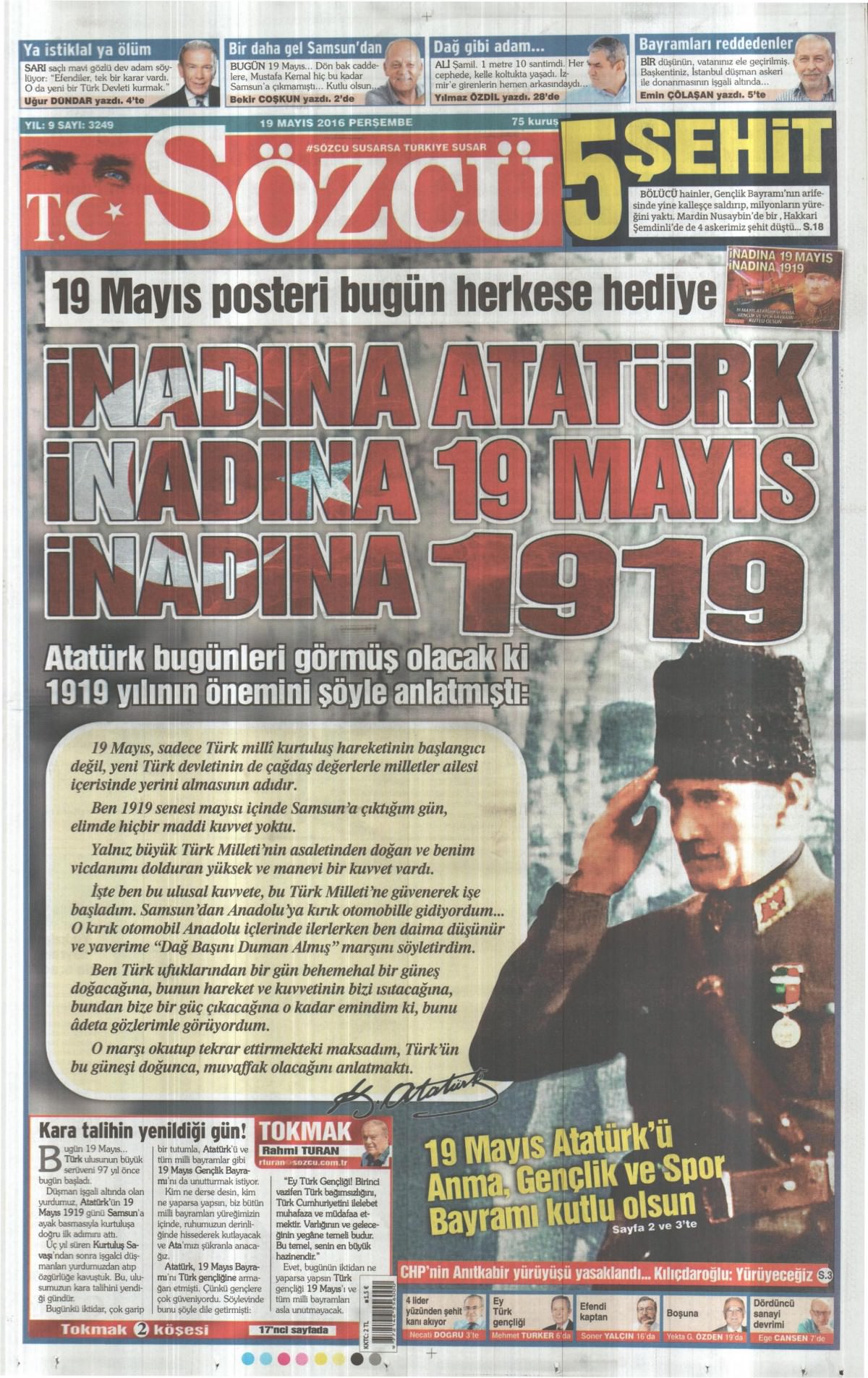 19 Mayıs 2016 gazete manşetleri - 4