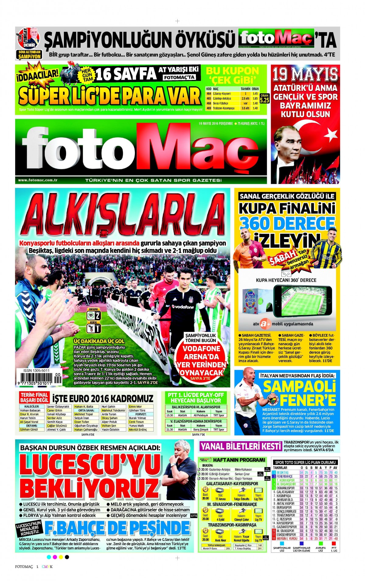 19 Mayıs 2016 gazete manşetleri - 5