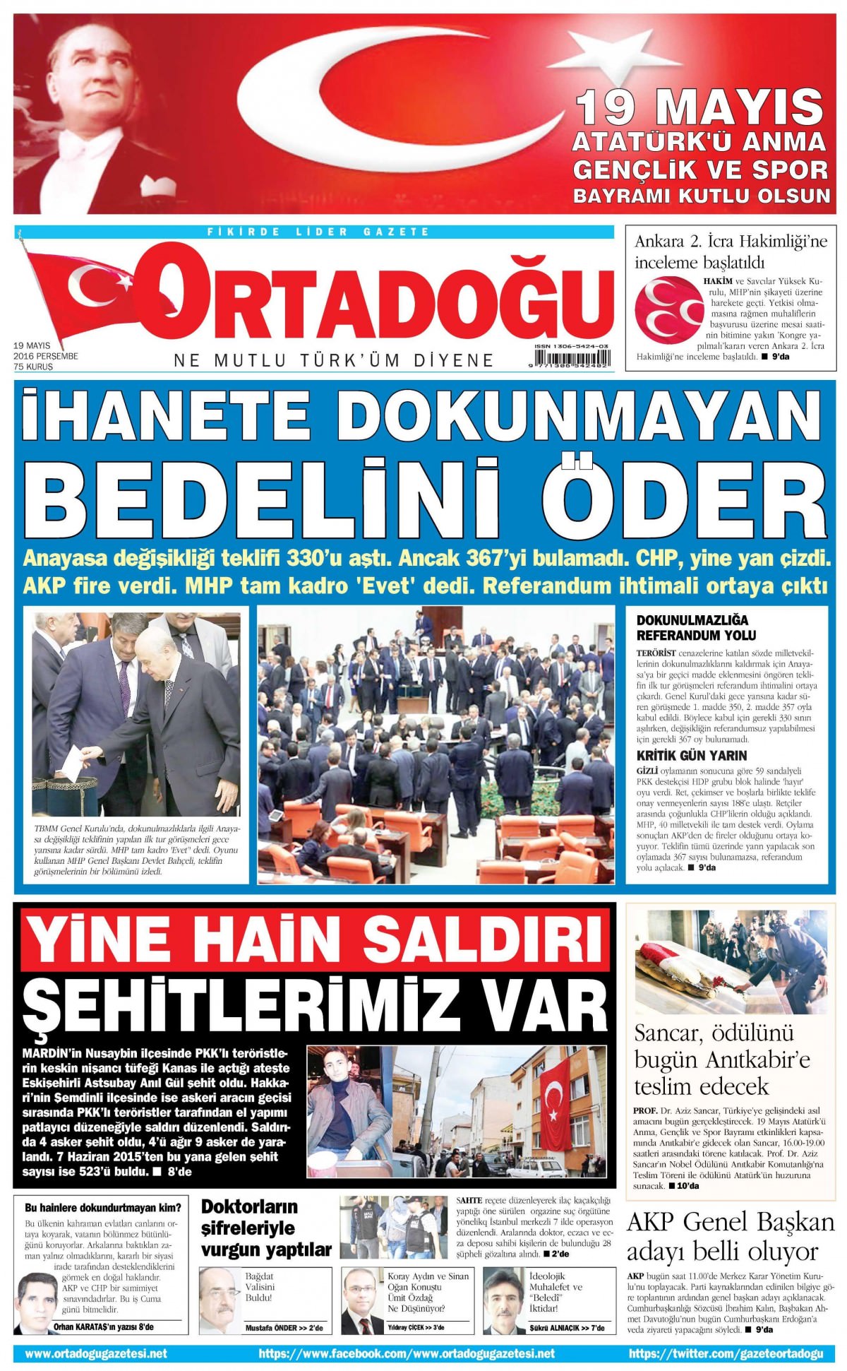 19 Mayıs 2016 gazete manşetleri - 14