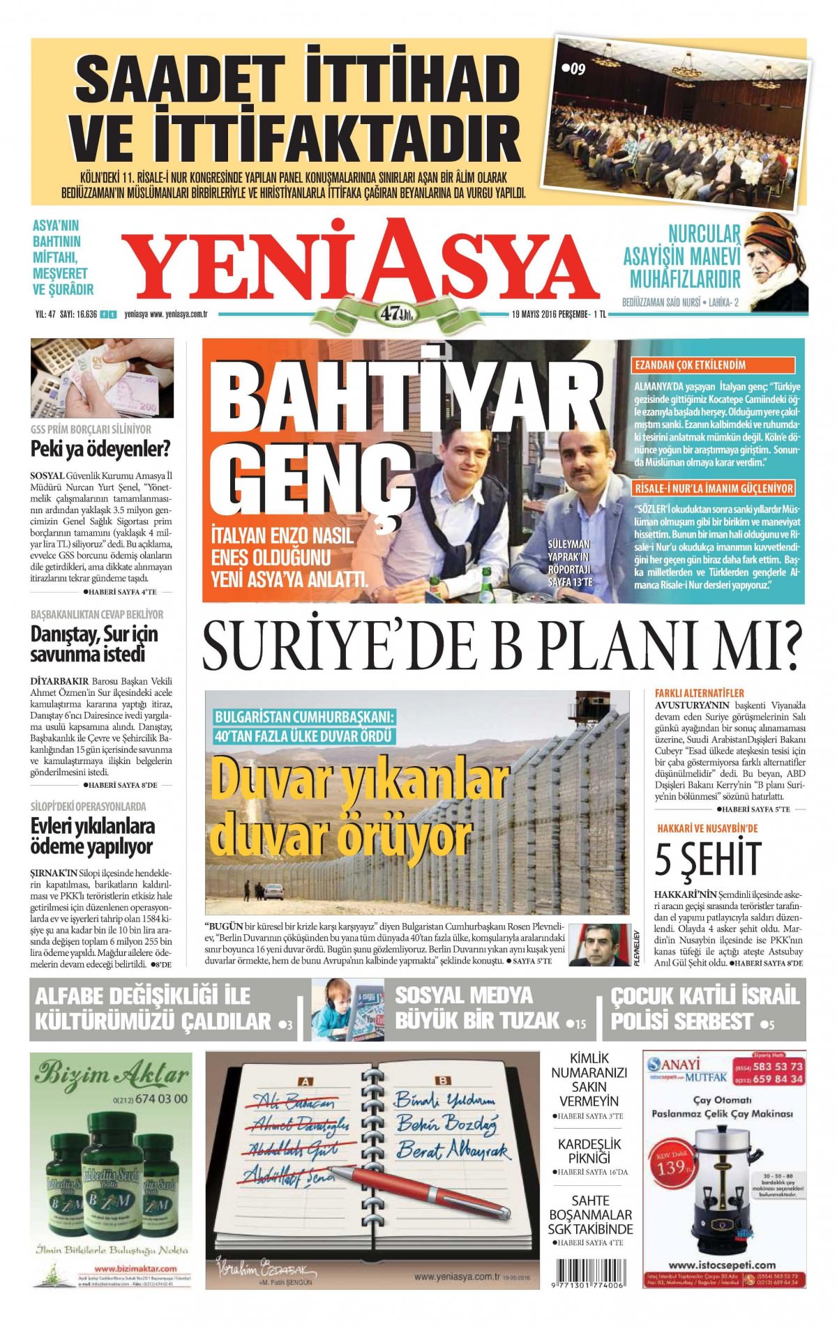 19 Mayıs 2016 gazete manşetleri - 15