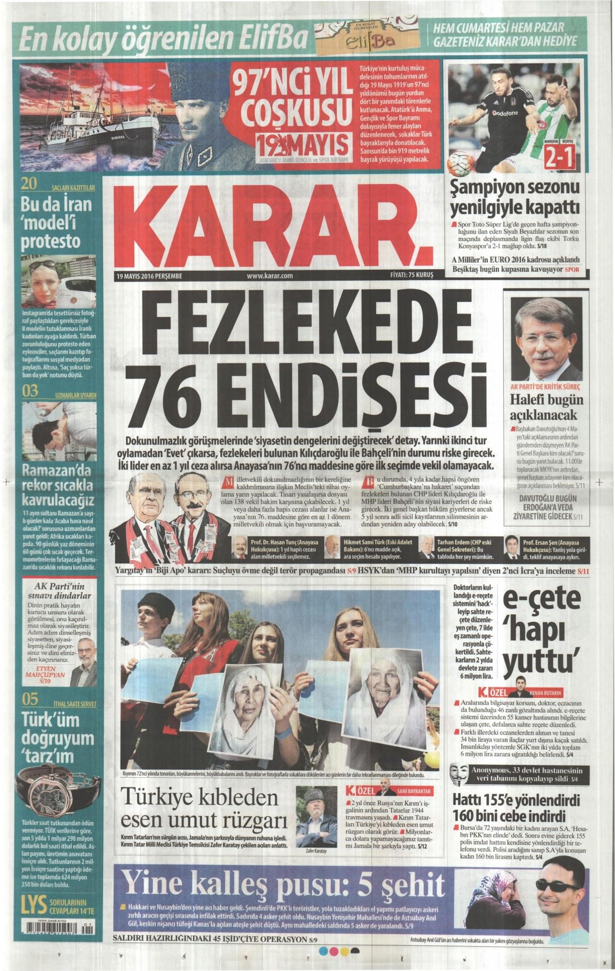 19 Mayıs 2016 gazete manşetleri - 23