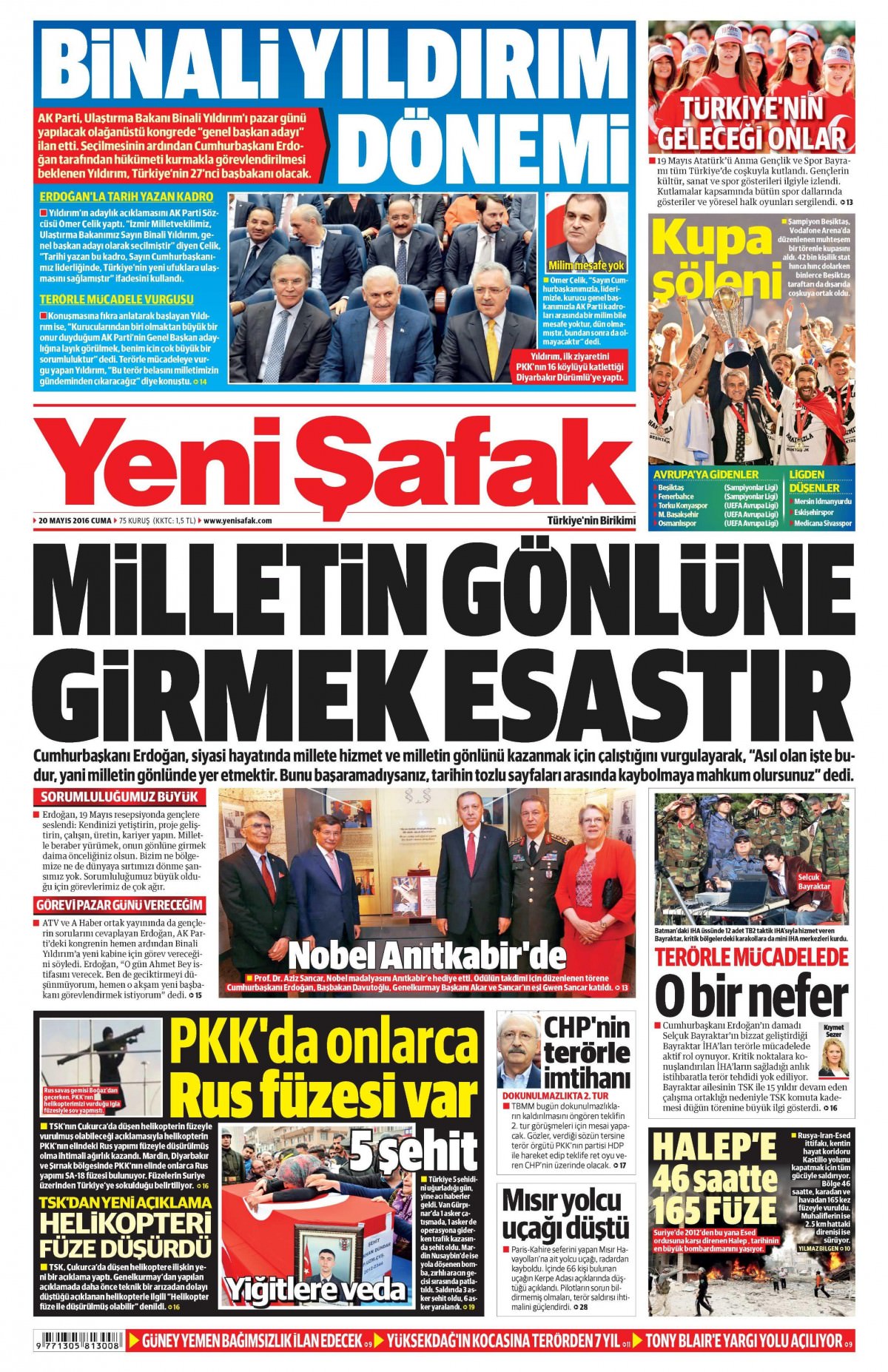 20 Mayıs 2016 gazete manşetleri - 1