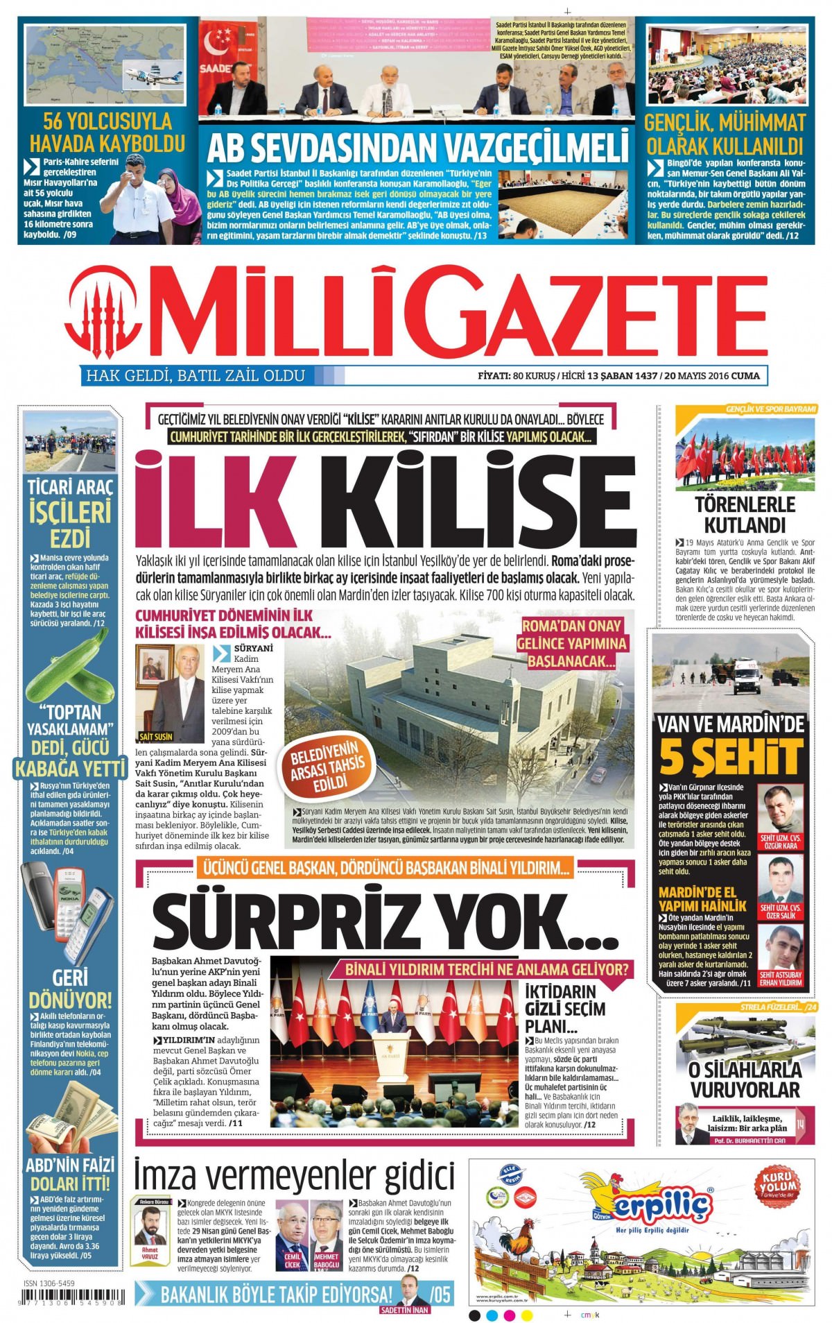 20 Mayıs 2016 gazete manşetleri - 16
