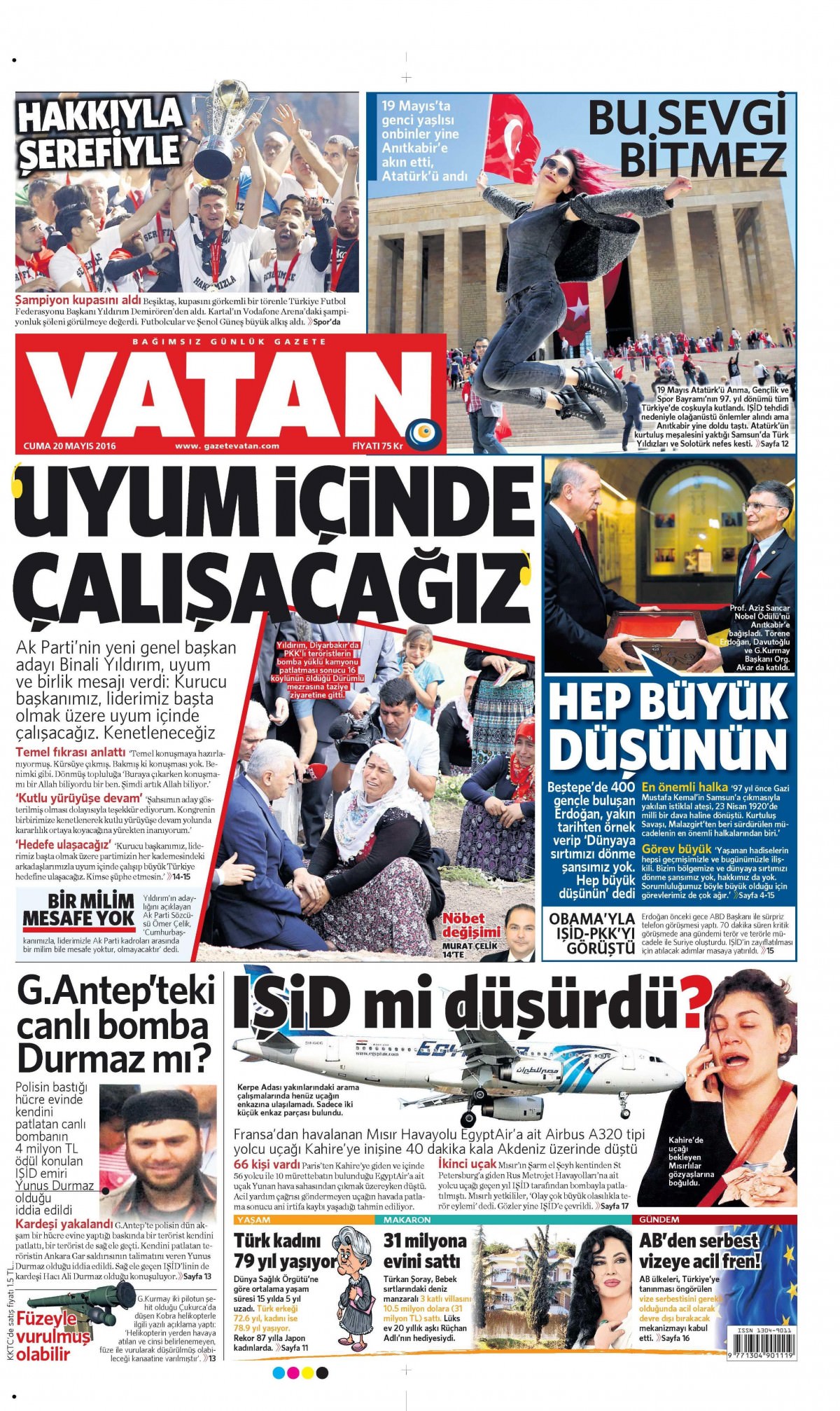 20 Mayıs 2016 gazete manşetleri - 21