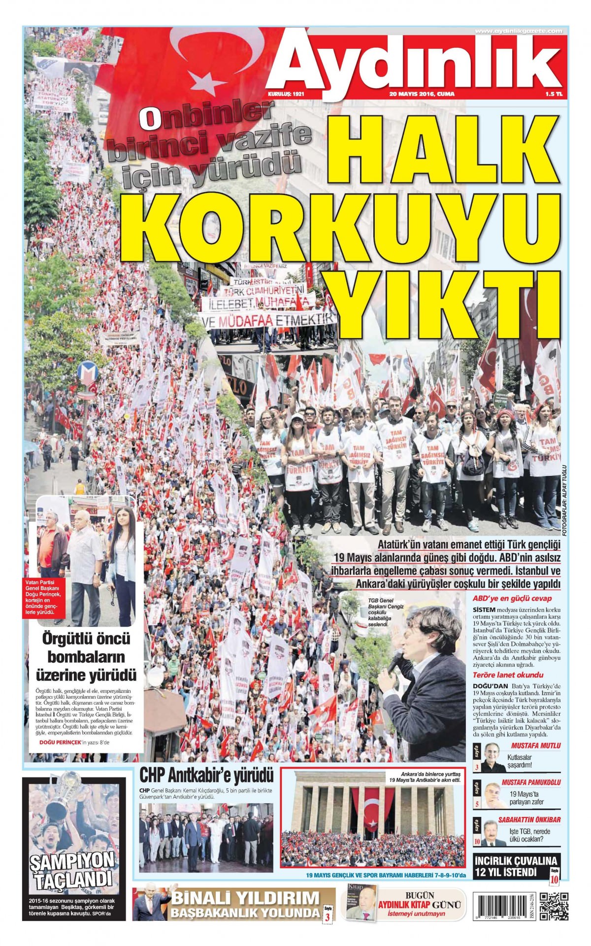 20 Mayıs 2016 gazete manşetleri - 19