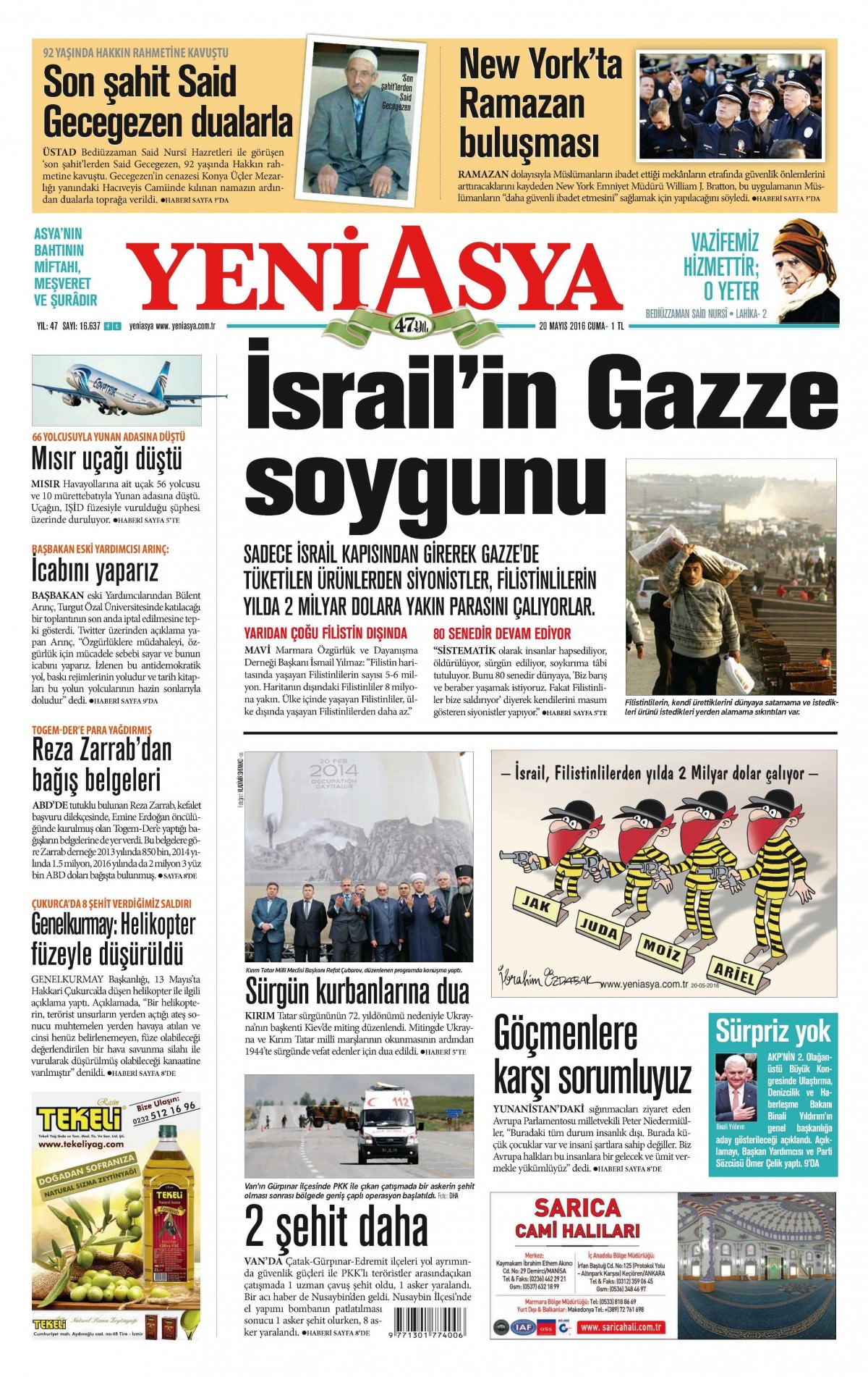 20 Mayıs 2016 gazete manşetleri - 17