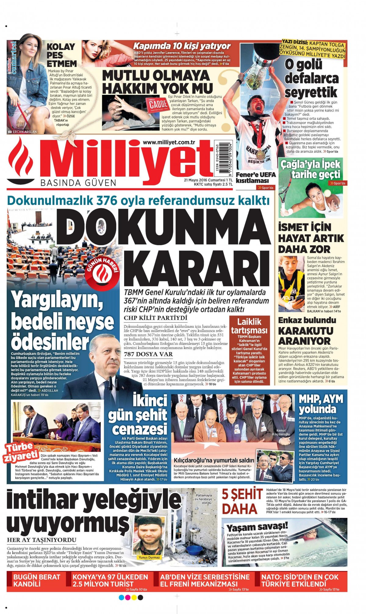 21 Mayıs 2016 gazete manşetleri - 7