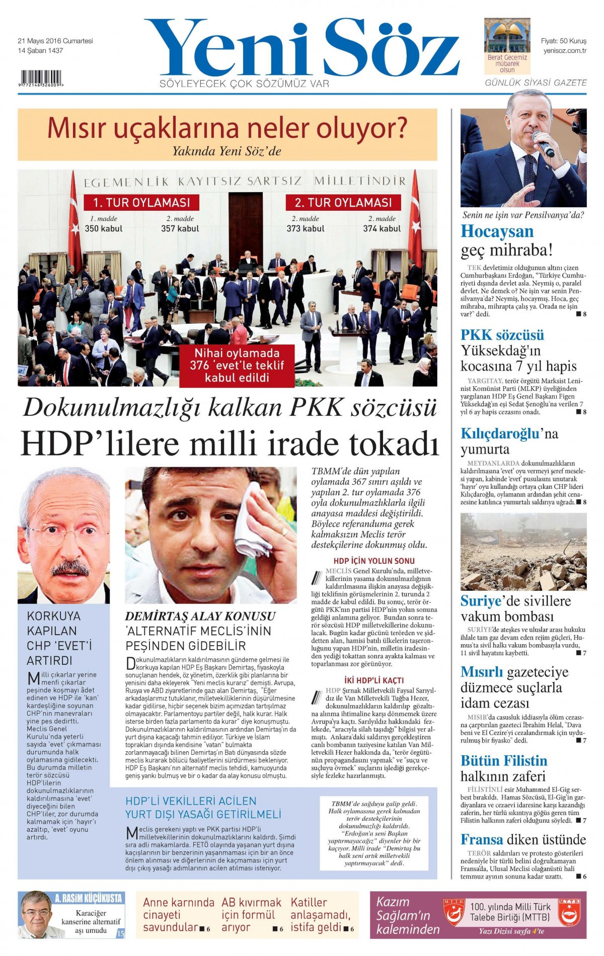 21 Mayıs 2016 gazete manşetleri - 17