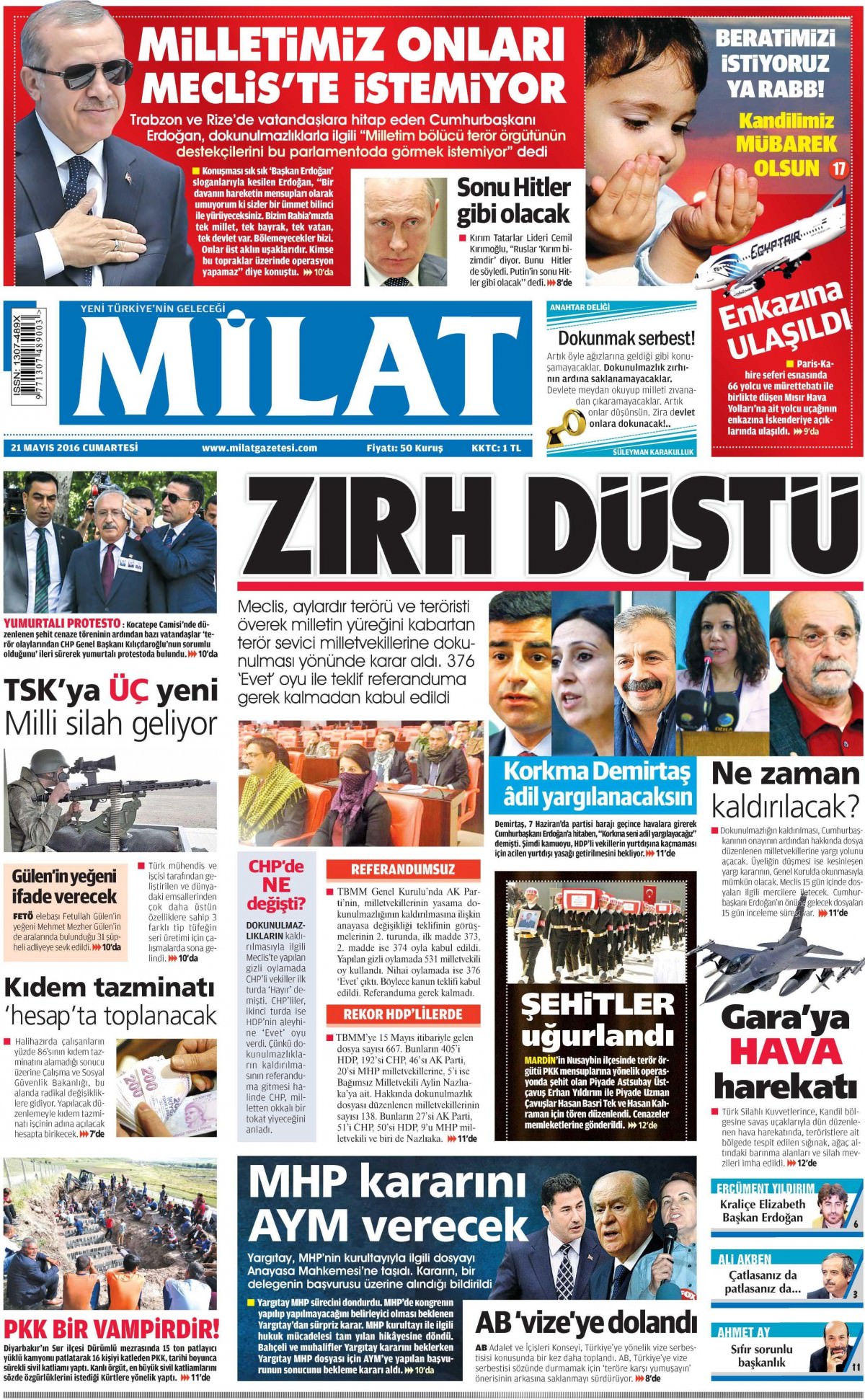 21 Mayıs 2016 gazete manşetleri - 13