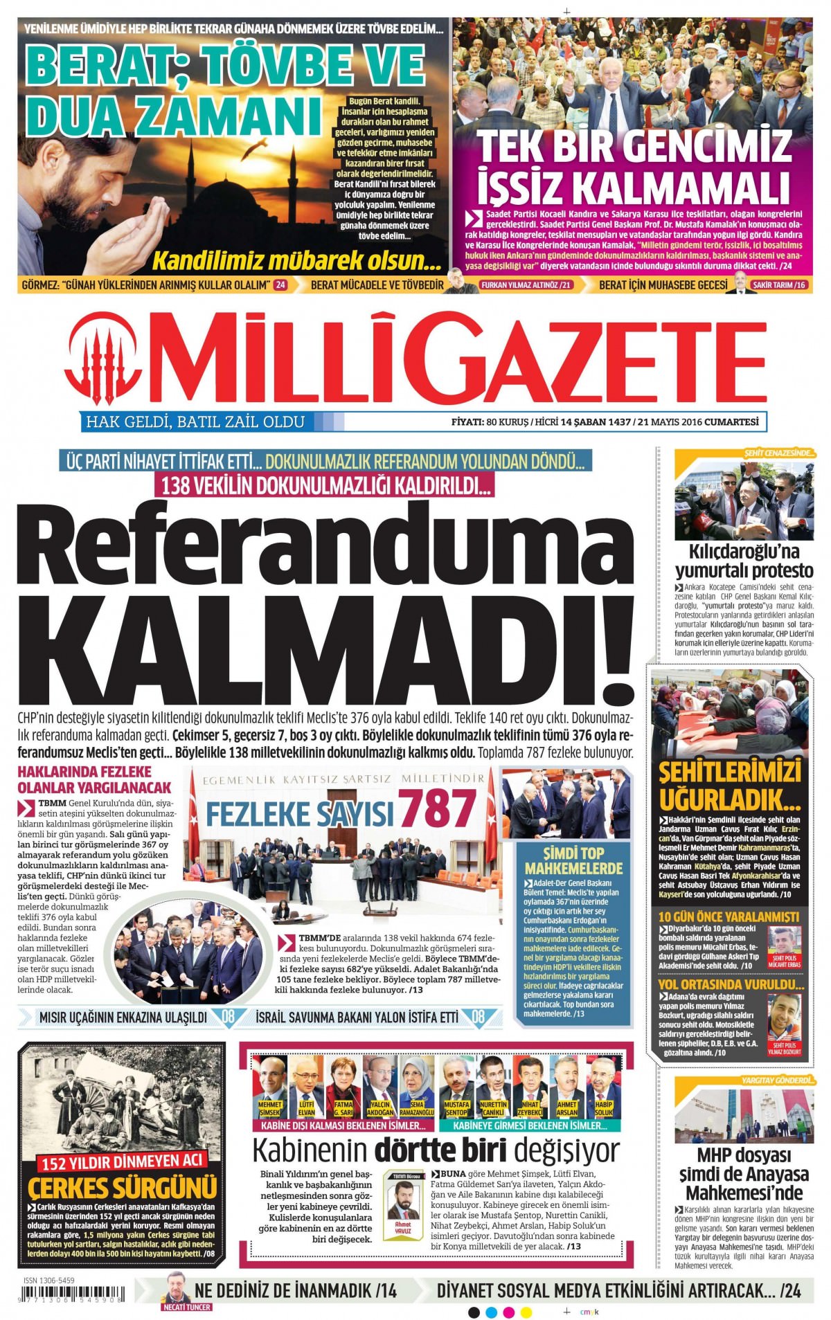 21 Mayıs 2016 gazete manşetleri - 5