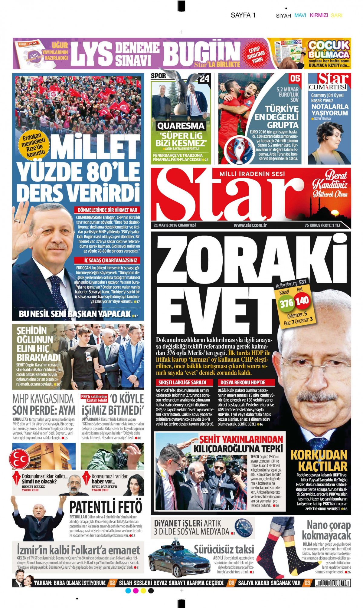 21 Mayıs 2016 gazete manşetleri - 11