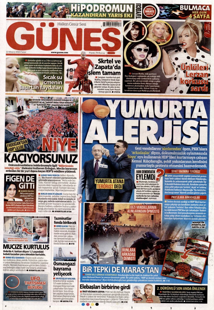 22 Mayıs 2016 gazete manşetleri - 788